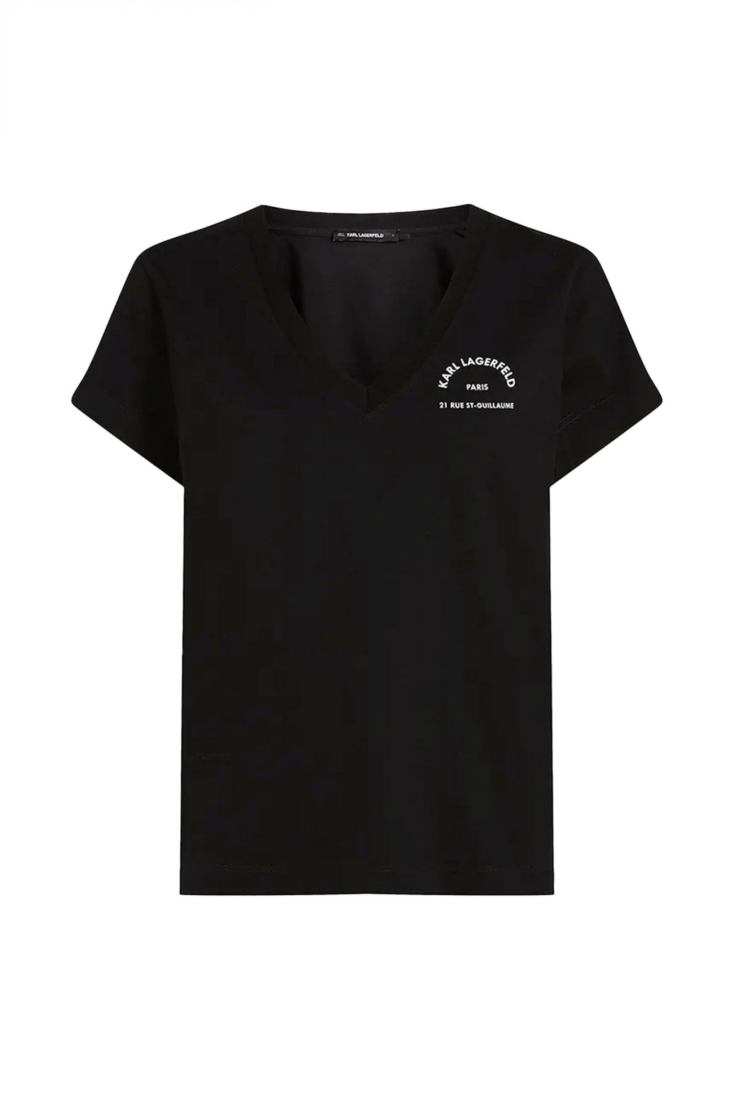 KARL LAGERFELD T-SHIRT V-NECK REGULAR FIT LOGO ΜΑΥΡΟ