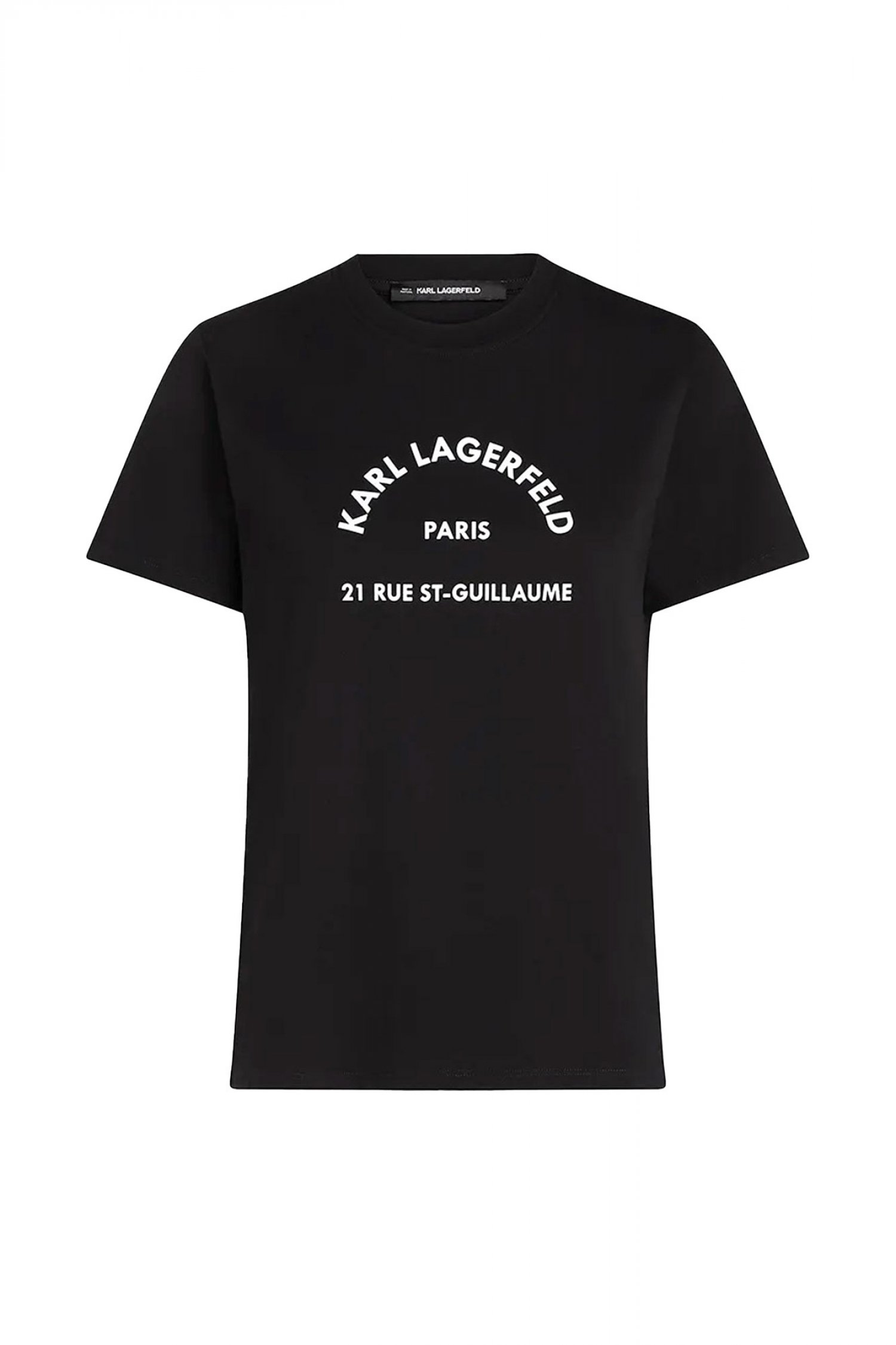 KARL LAGERFELD T-SHIRT CREW NECK REGULAR FIT LOGO ΜΑΥΡΟ