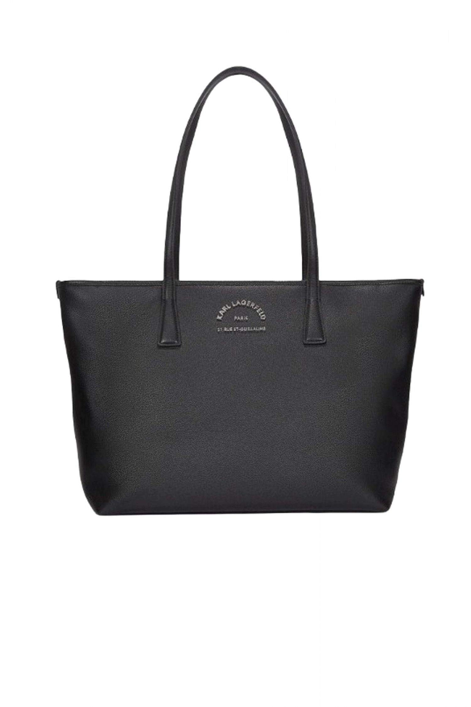 KARL LAGERFELD ΤΣΑΝΤΑ ΩΜΟΥ K/RSG METAL TOTE LOGO ΜΕΤΑΛΛΙΚΟ ΜΑΥΡΟ