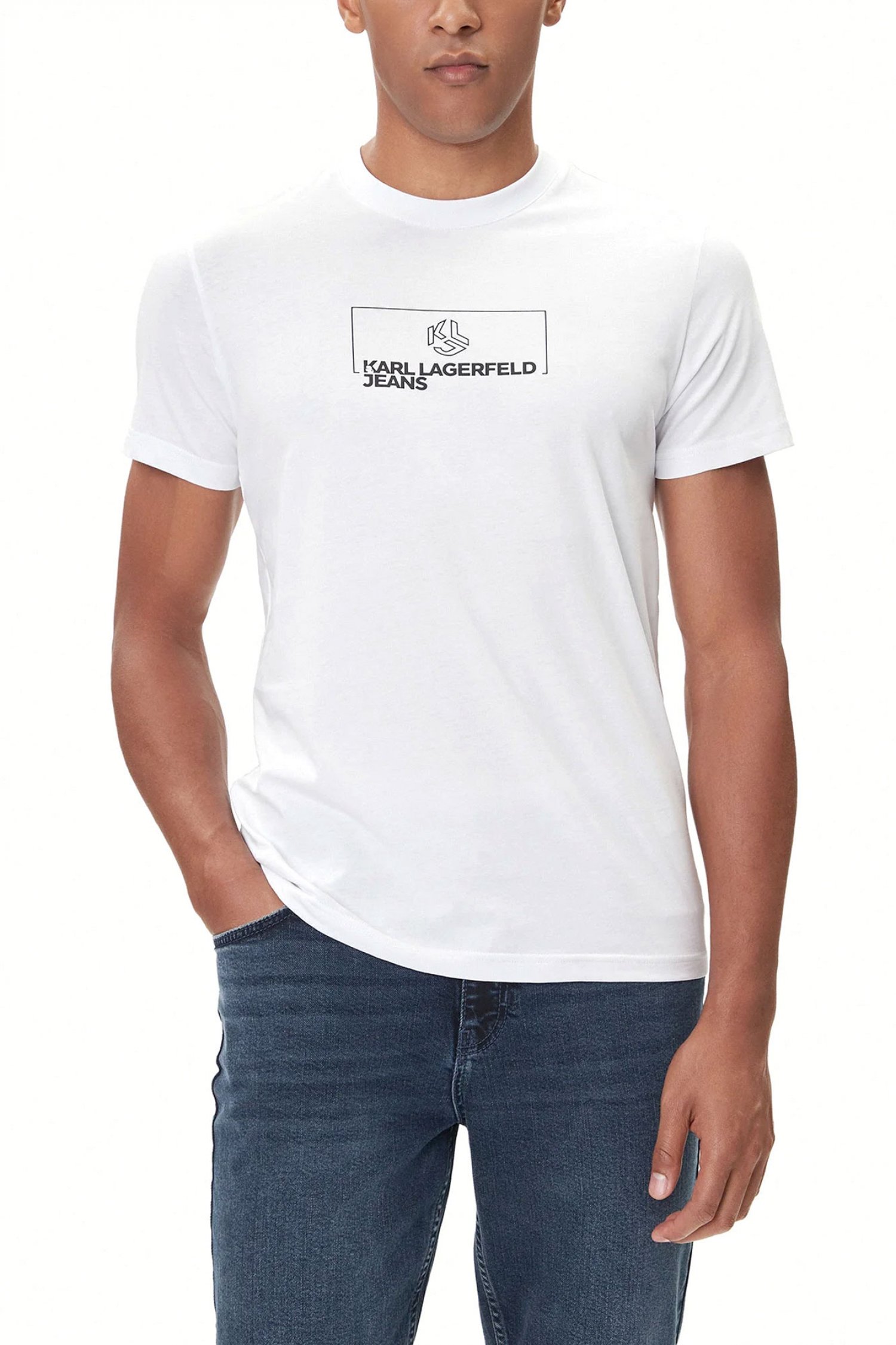 KARL LAGERFELD JEANS T-SHIRT OUTLINE LOGO TEE ΛΕΥΚΟ
