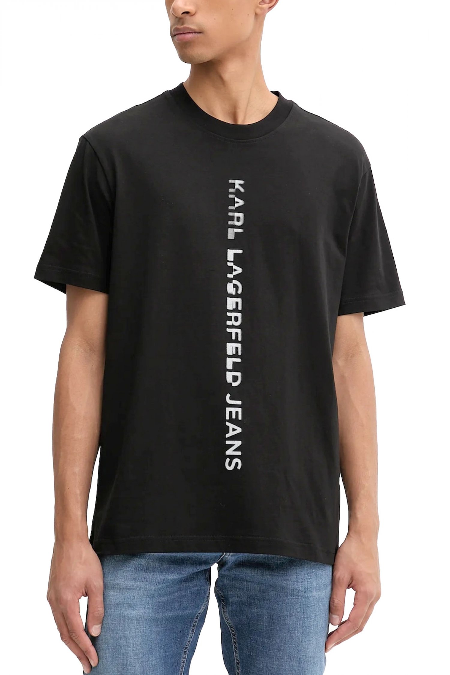 KARL LAGERFELD JEANS T-SHIRT VERTICAL LOGO TEE ΜΑΥΡΟ