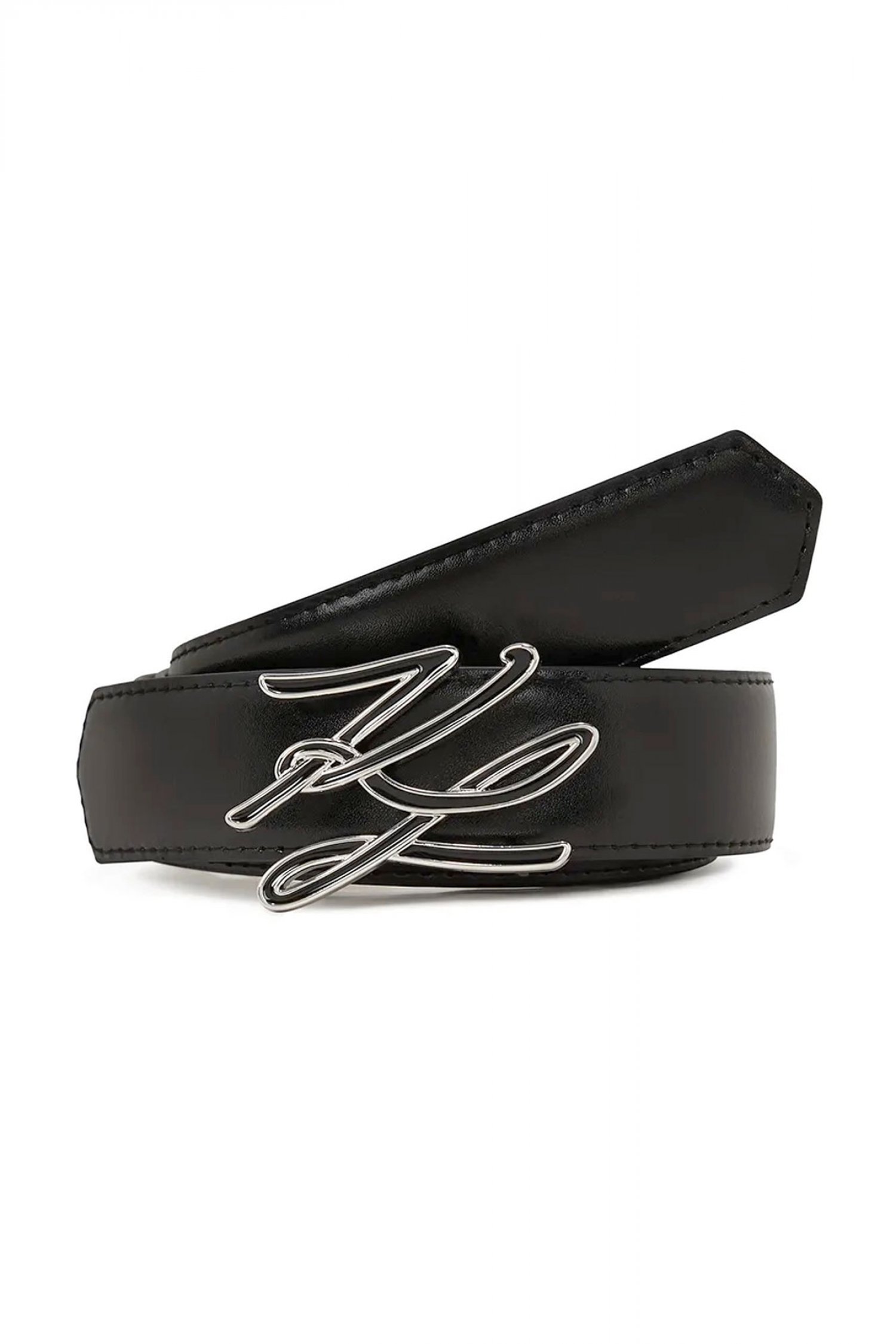 KARL LAGERFELD ΖΩΝΗ K/AUTOGRAPH CROCO H2.5 LOGO ΜΕΤΑΛΛΙΚΟ ΜΑΥΡΟ