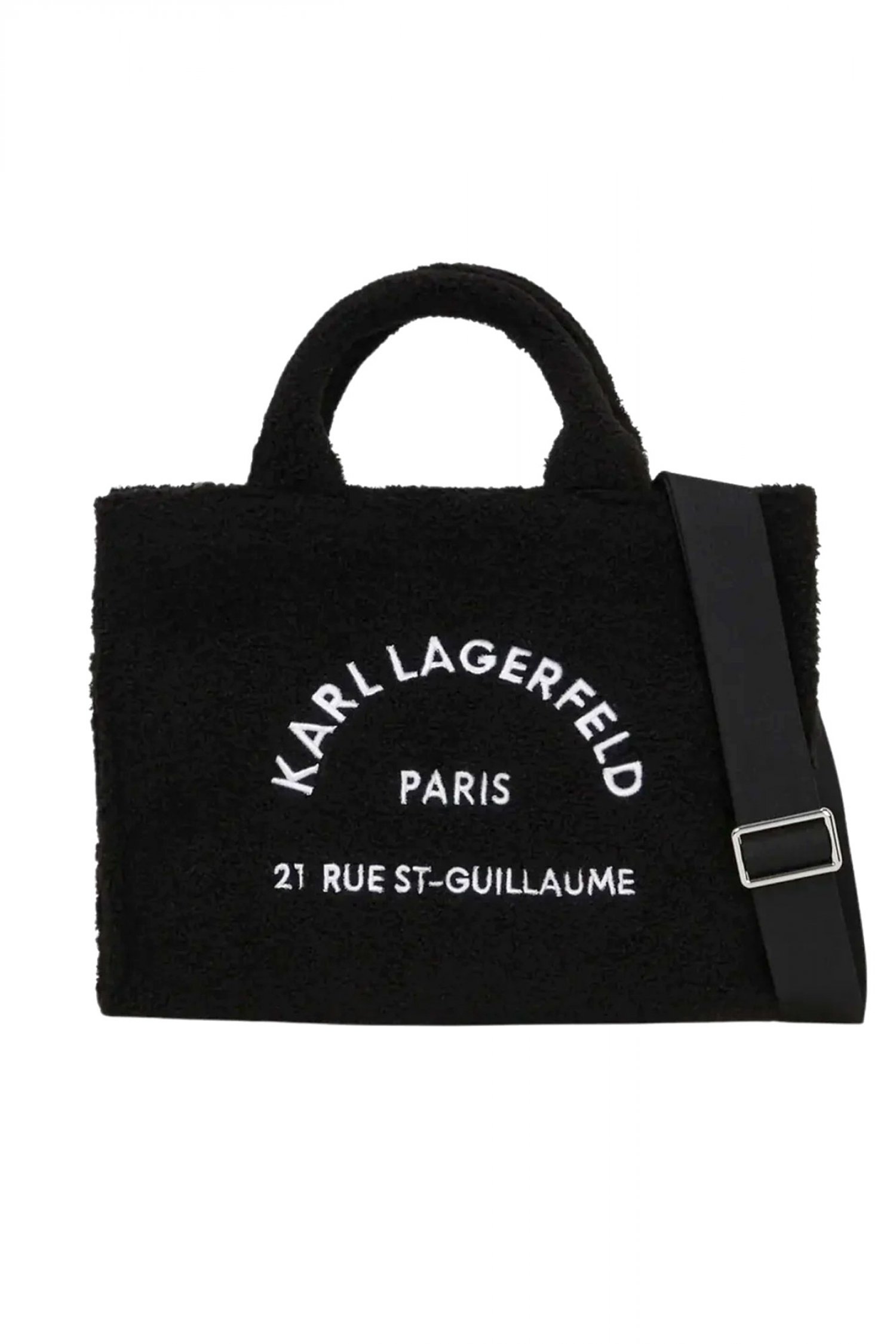 KARL LAGERFELD ΤΣΑΝΤΑ ΩΜΟΥ/CROSSBODY K/RSG MD SQUARE TOTE SEARLING LOGO ΜΑΥΡΟ