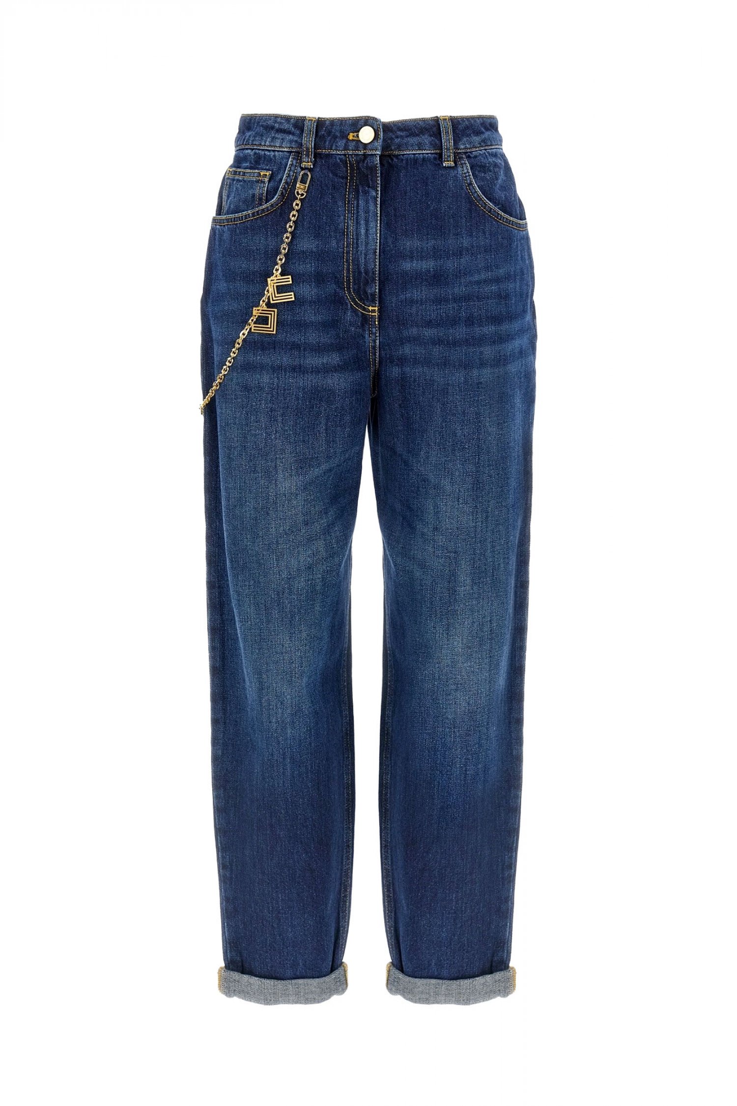 ELISABETTA FRANCHI ΠΑΝΤΕΛΟΝΙ JEANS ΑΠΟΣΠΩΜΕΝΗ ΑΛΥΣΙΔΑ ΜΠΛΕ