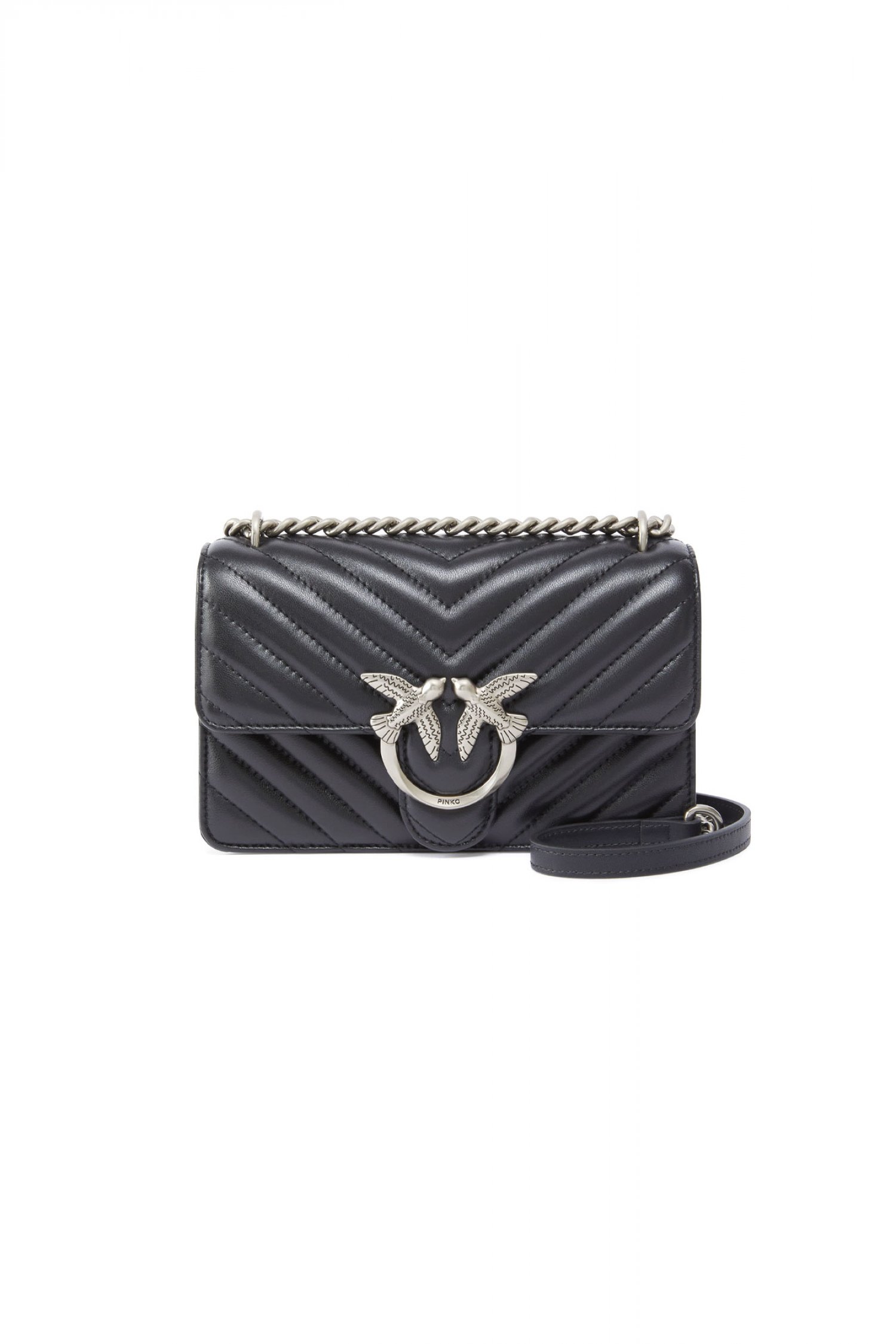PINKO ΤΣΑΝΤΑΚΙ CROSS BODY LOVE ICON MINI DC ΜΑΥΡΟ-SILVER