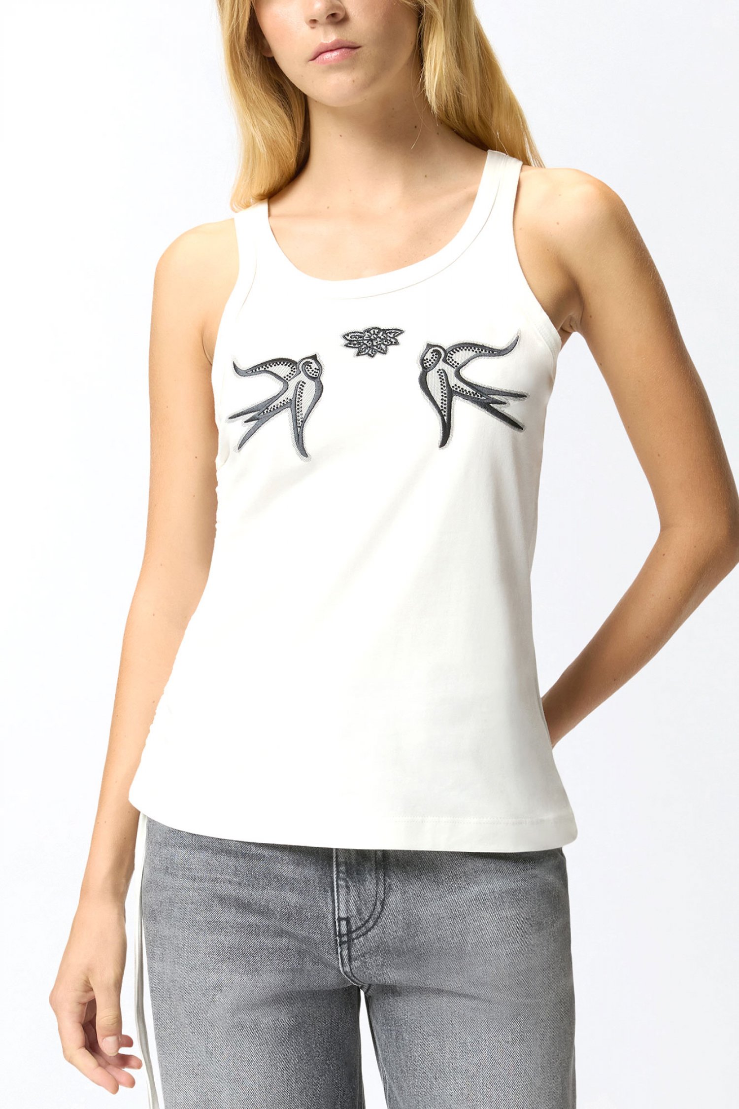 PINKO PINKO TANK TOP CROCCHETTA TANK TOP ΛΕΥΚΟ