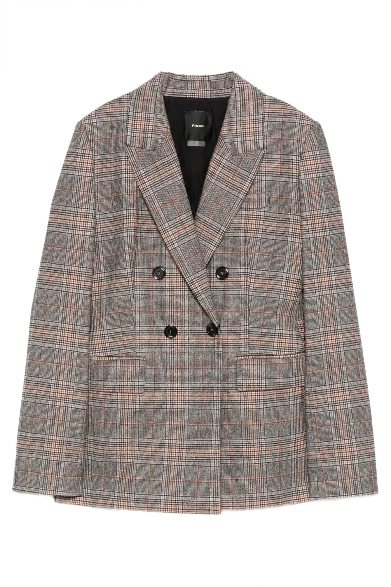 PINKO ΣΑΚΑΚΙ GINEVRA GIACCA CHECK TINTO FILO ΜΠΕΖ-ΓΚΡΙ-ΚΙΤΡΙΝΟ