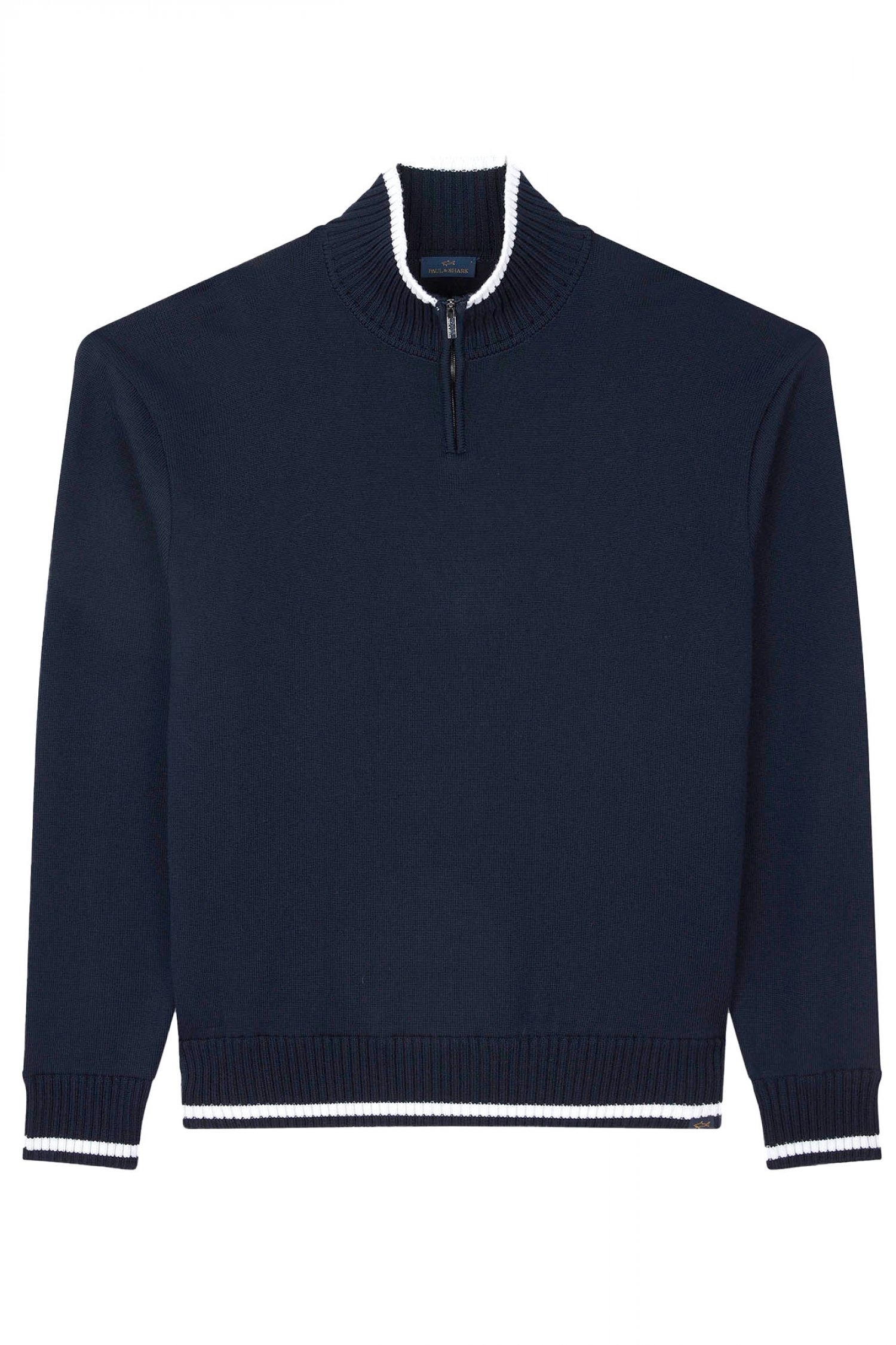 PAUL&SHARK ΠΛΕΚΤΟ HALFZIP LOGO ΜΠΛΕ-ΛΕΥΚΟ