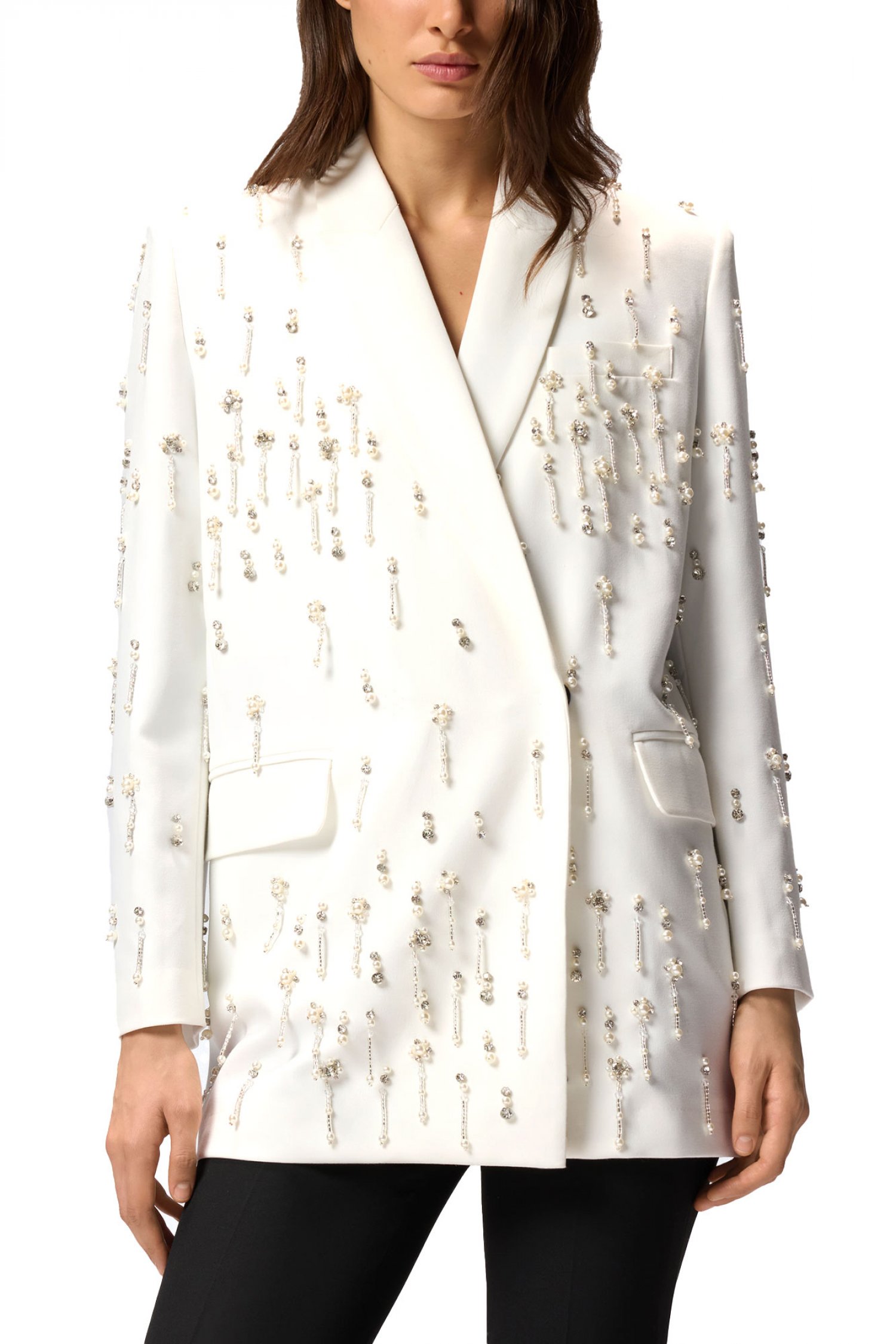 PINKO ΣΑΚΑΚΙ PALLAUOVO JACKET ΣΤΑΥΡΩΤΟ ΜΕ ΚΡΥΣΤΑΛΛΑ ΛΕΥΚΟ