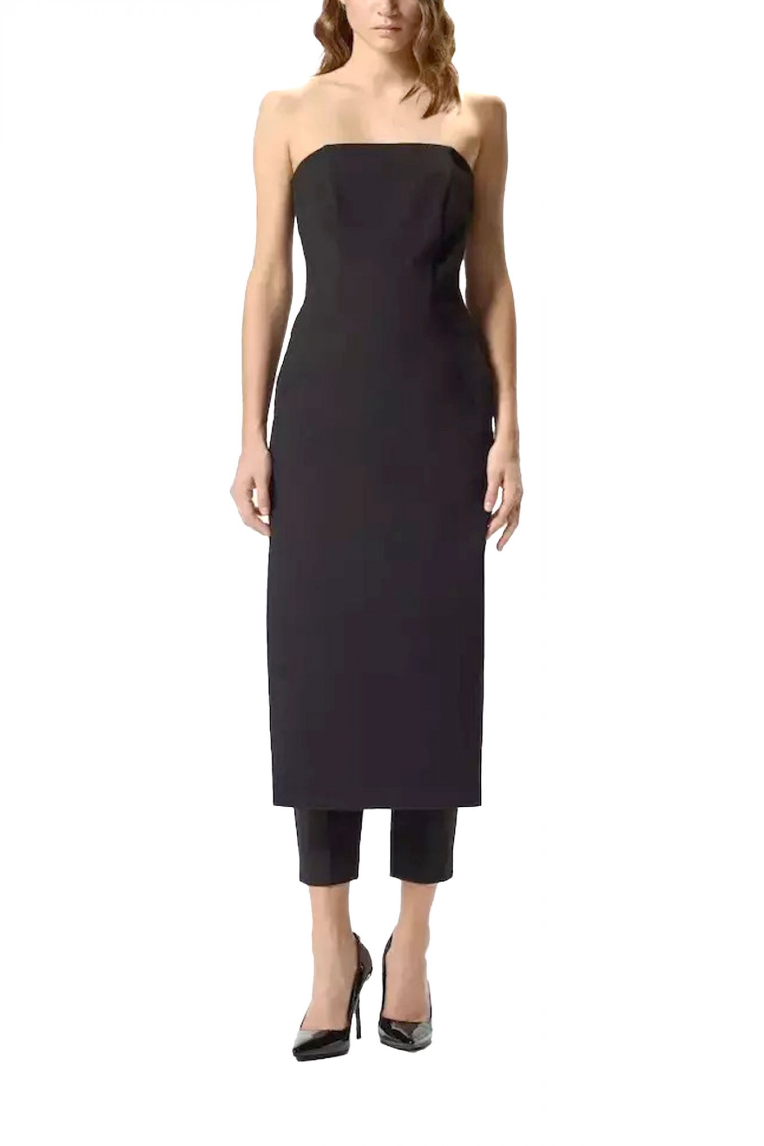 PINKO ΟΛΟΣΩΜΗ ΦΟΡΜΑ SCARTAREGALO JUMPSUITE ΜΕ ΕΦΕ ΦΟΥΣΤΑΣ ΜΠΡΟΣΤΑ ΜΑΥΡΟ