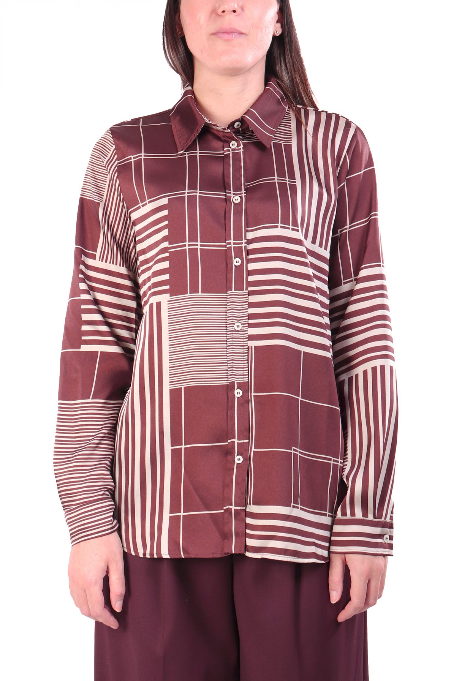 MARELLA EMME ΠΟΥΚΑΜΙΣΟ BIAGIO ΜΕ ΟΨΗ ΣΑΤΕΝ ΓΕΩΜΕΤΡΙΚΟ ΣΧΕΔΙΟ ΜΠΟΡΝΤΩ-ΜΠΕΖ