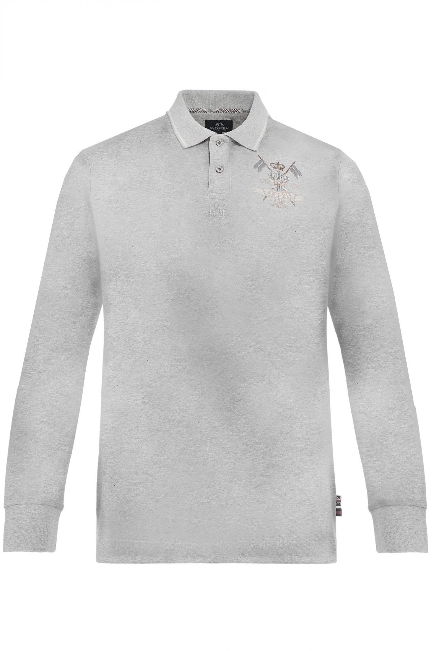 LA MARTINA POLO PIQUET STRETCH LOGO ΓΚΡΙ