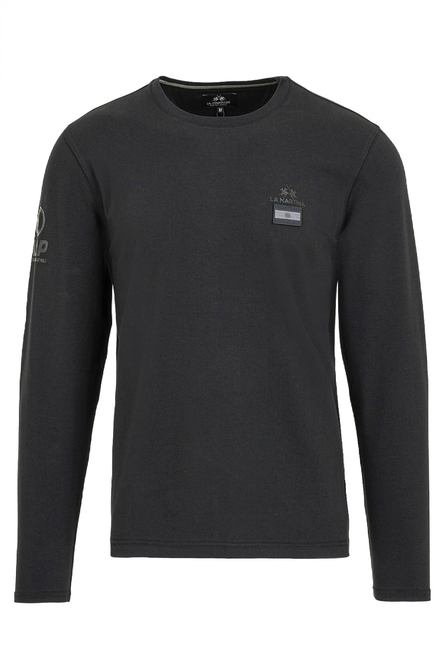 LA MARTINA T-SHIRT SILKY FINISH LOGO ΜΑΥΡΟ