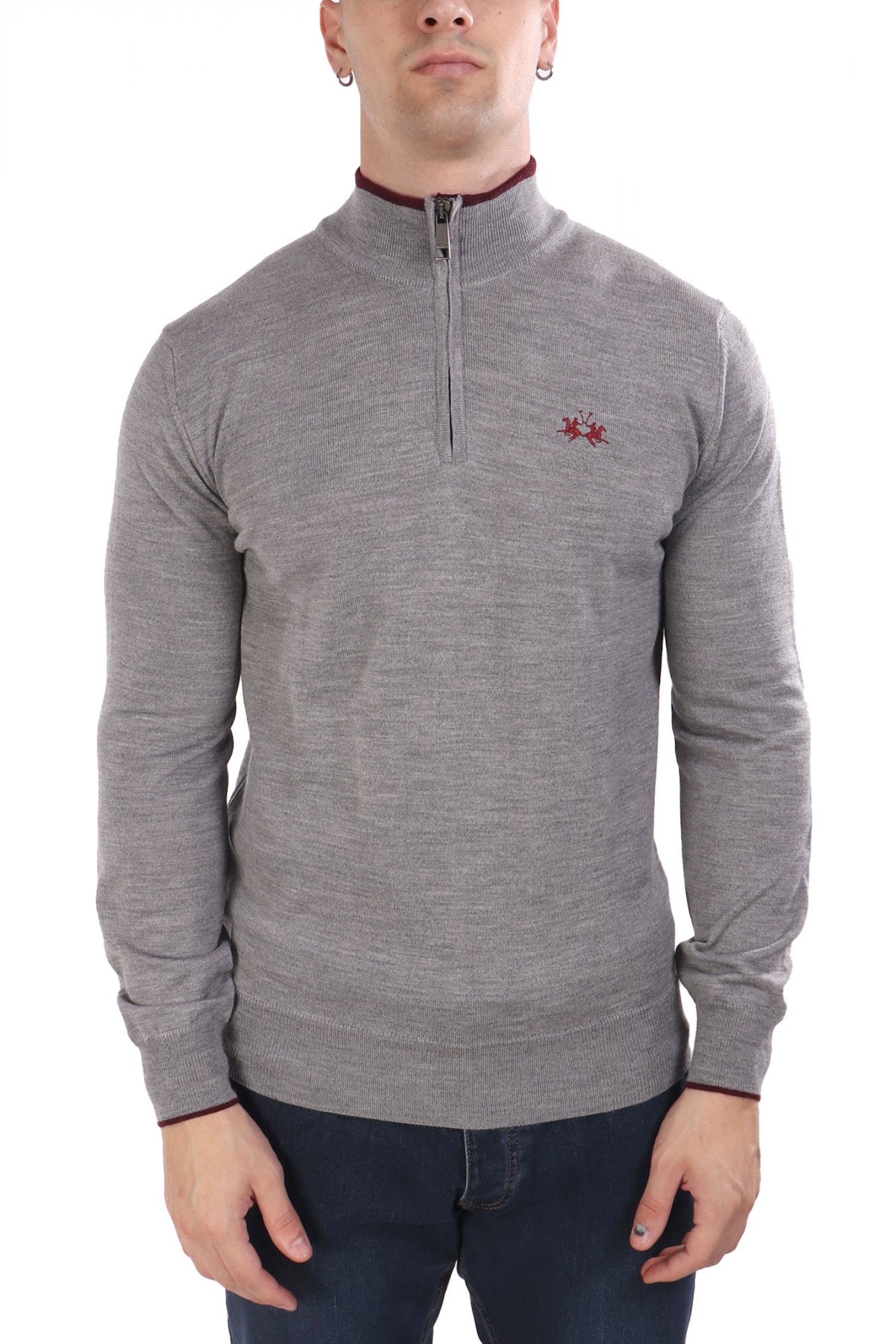 LA MARTINA ΠΛΕΚΤΟ HALFZIP REGULAR FIT LOGO ΓΚΡΙ