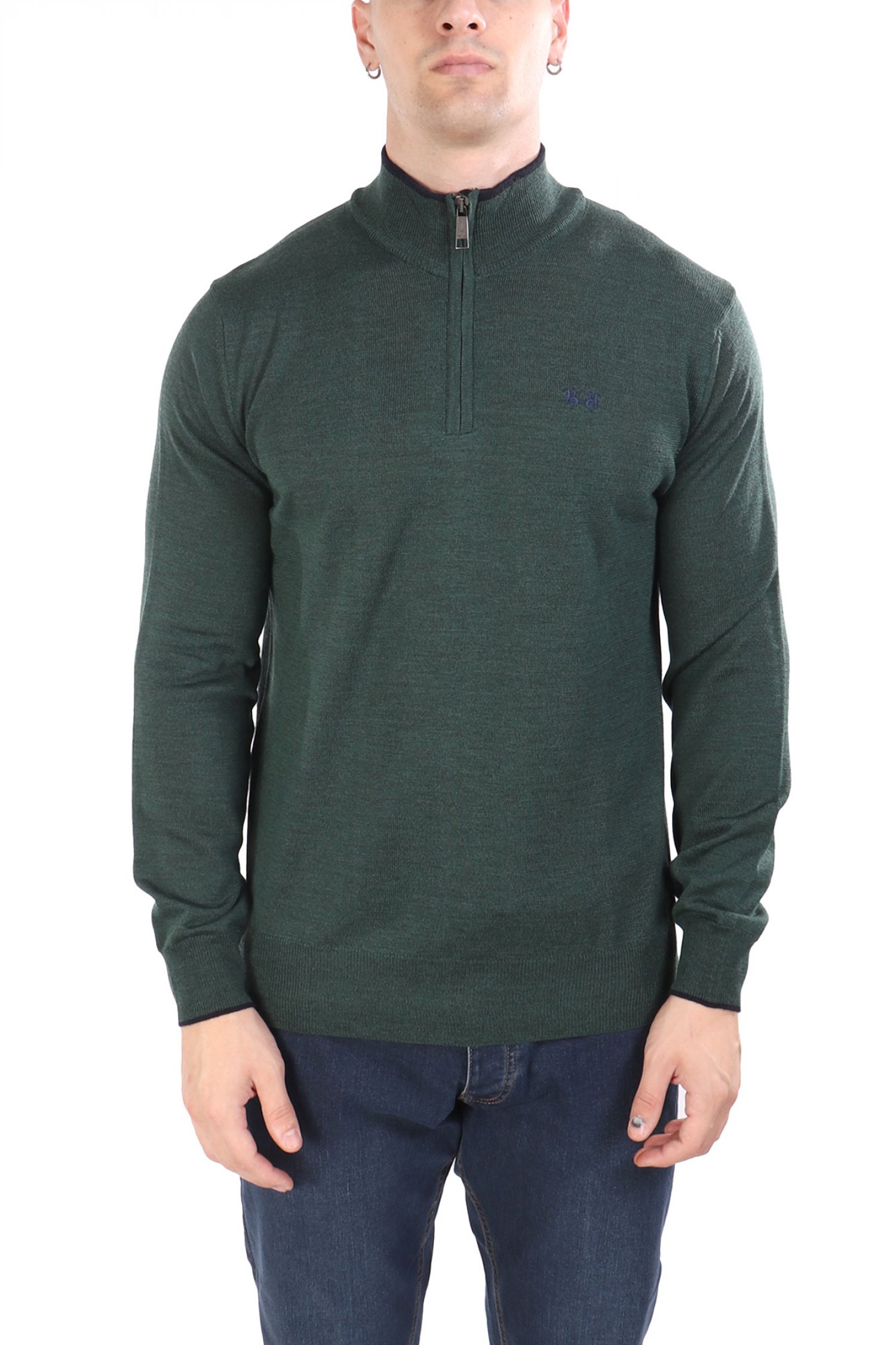 LA MARTINA ΠΛΕΚΤΟ HALFZIP REGULAR FIT LOGO ΠΡΑΣΙΝΟ