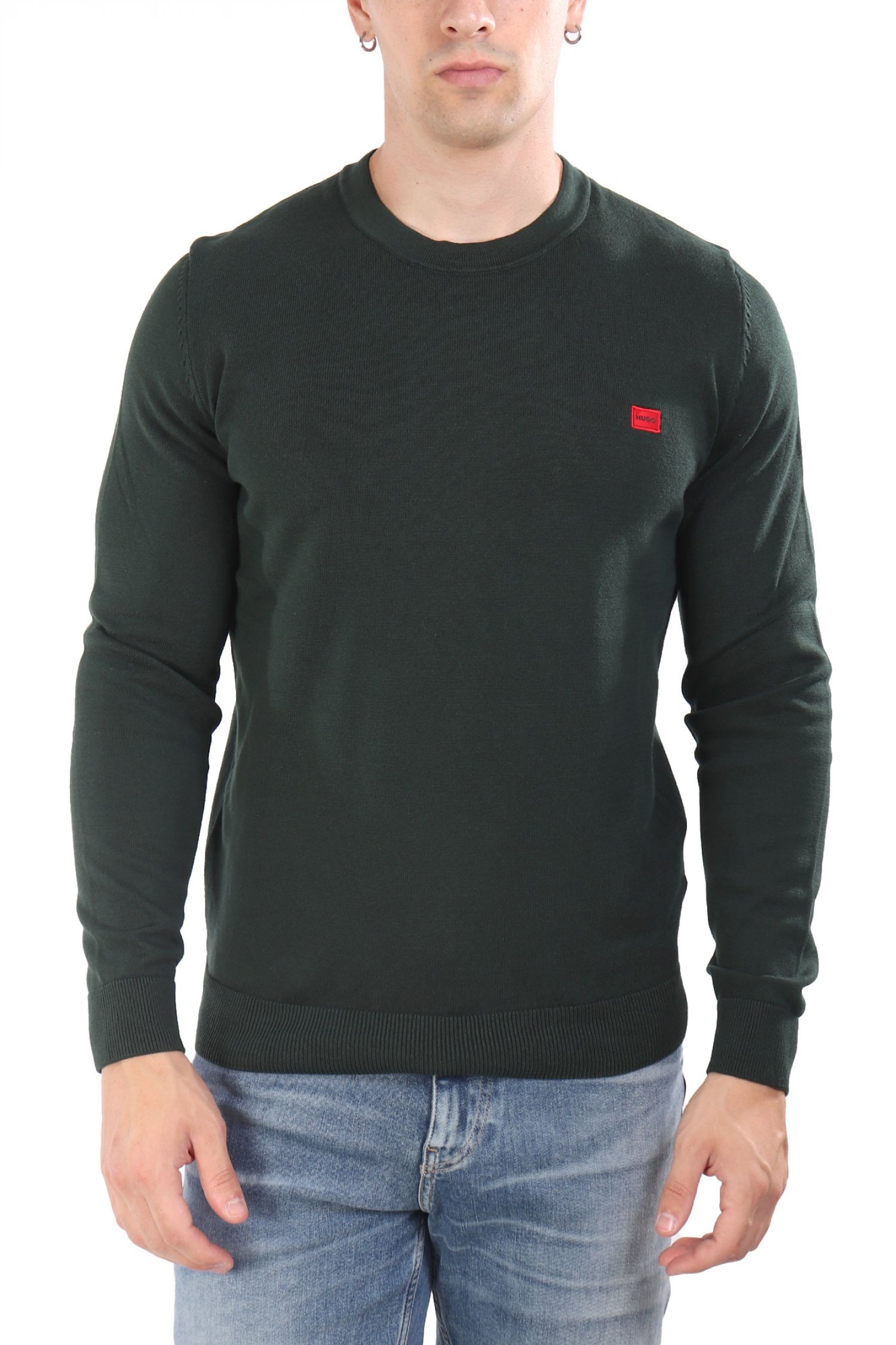 HUGO ΠΛΕΚΤΟ CREWNECK SAN CASSIUS-C1 LOGO ΚΥΠΑΡΙΣΣΙ