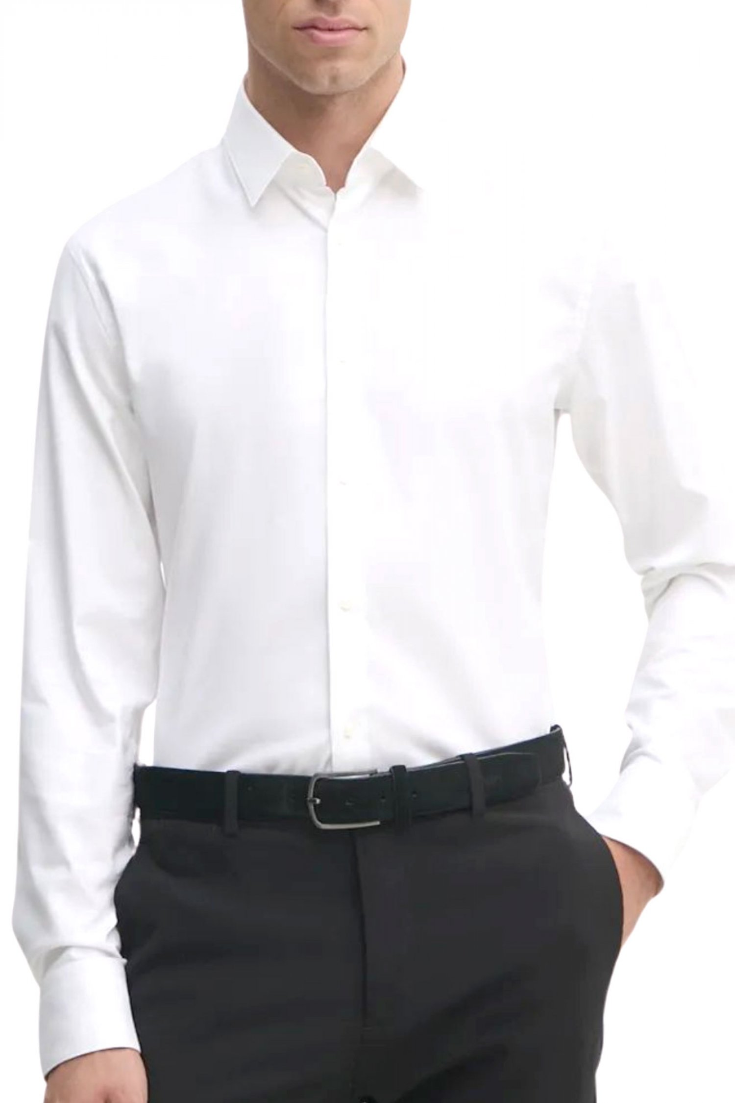 BOSS ΠΟΥΚΑΜΙΣΟ SLIM FIT EASY IRON H-HANK-S-KENT-232 ΛΕΥΚΟ