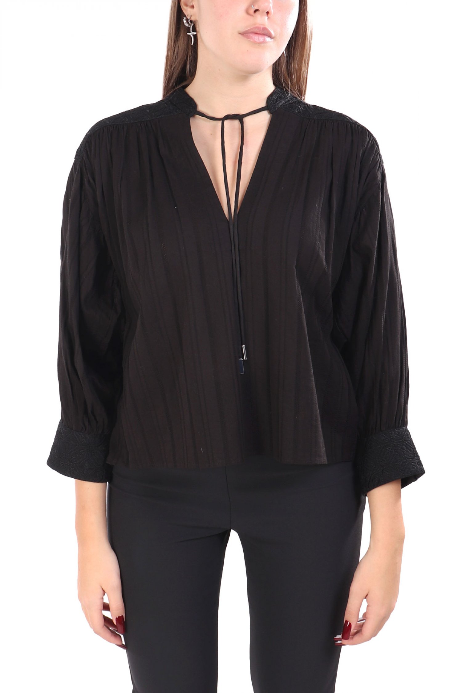 BOSS CASUAL ΜΠΛΟΥΖΑ C_BRODES ΑΝΟΙΓΜΑ ΜΠΡΟΣΤΑ ΔΕΣΙΜΟ ΛΑΙΜΟ ΜΑΥΡΟ