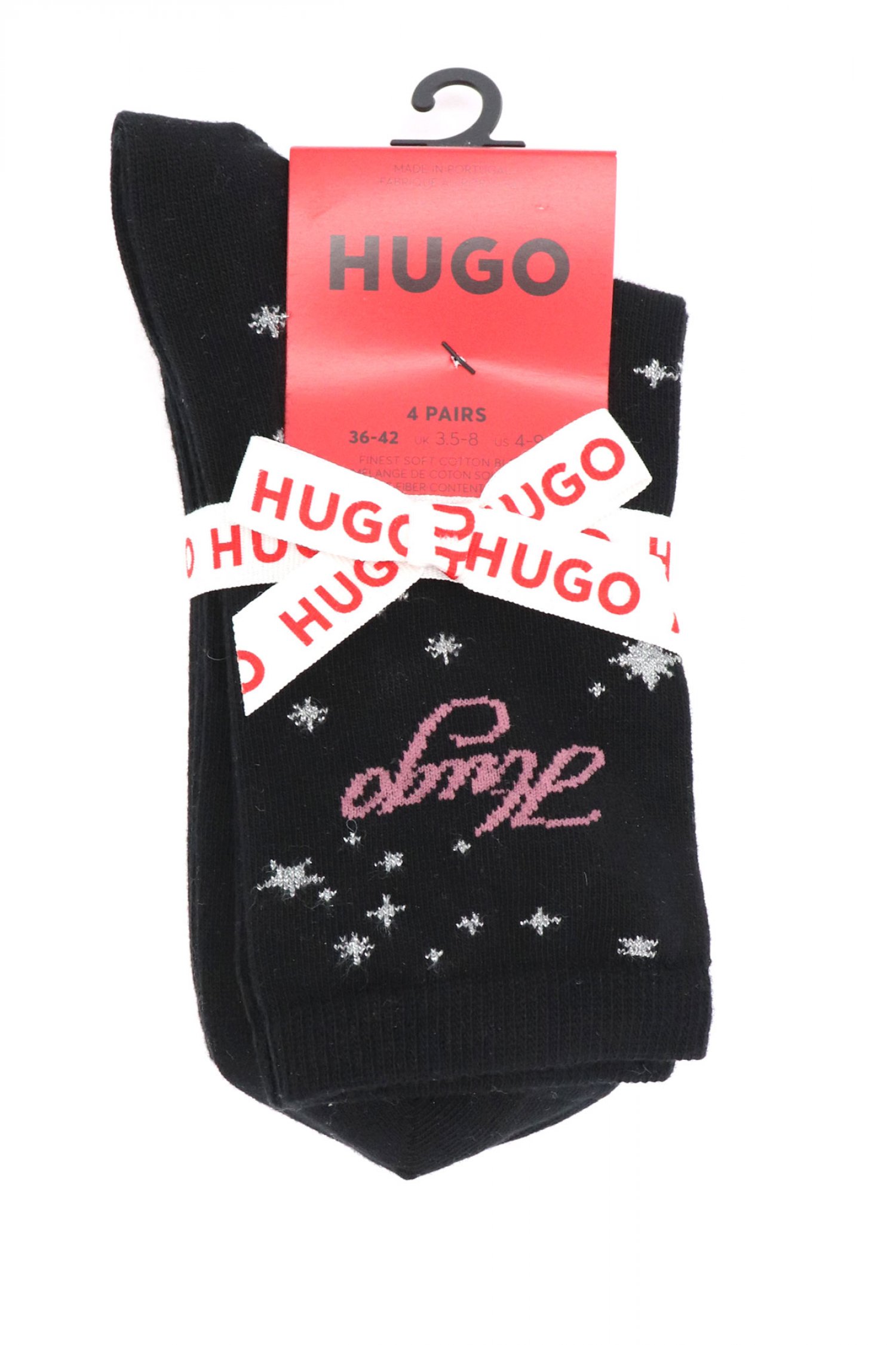 HUGO HUGO ΚΑΛΤΣΕΣ 4P QSGIFT SET CC W LOGO ΜΑΥΡΟ-ΡΟΖ-ΛΕΥΚΟ