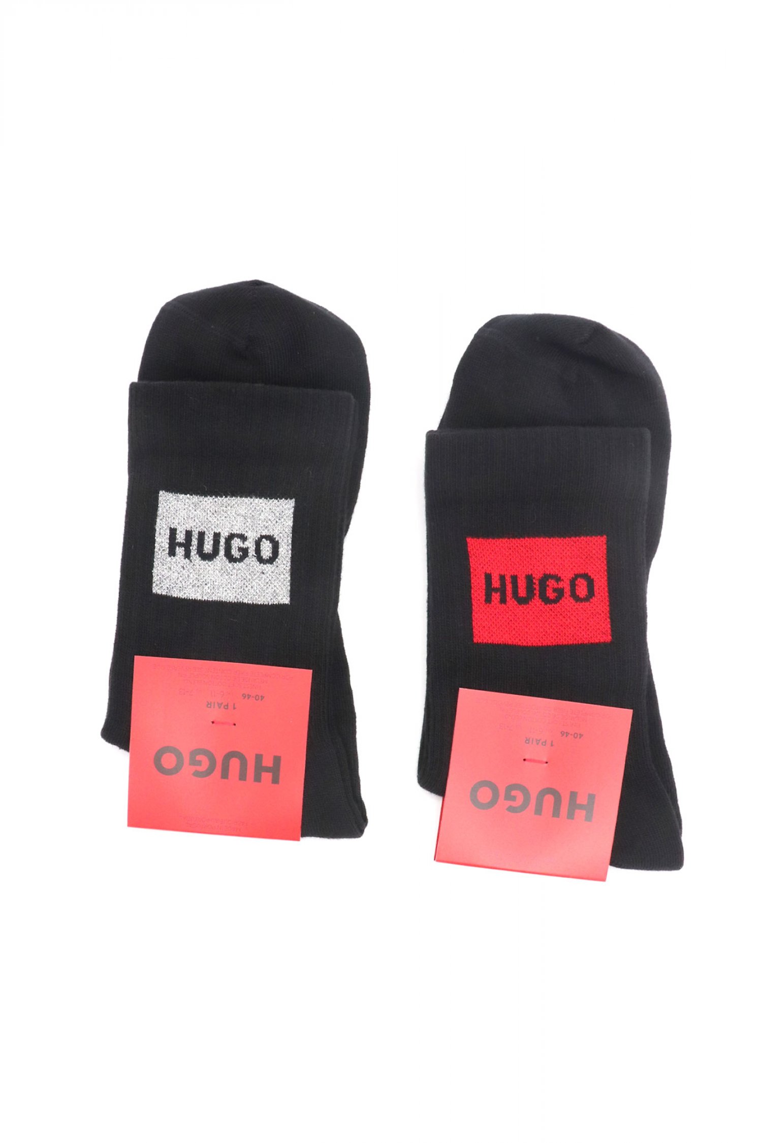 HUGO ΚΑΛΤΣΕΣ 2PAIRS 2P QS GIFT LUREX CC LOGO ΜΑΥΡΟ