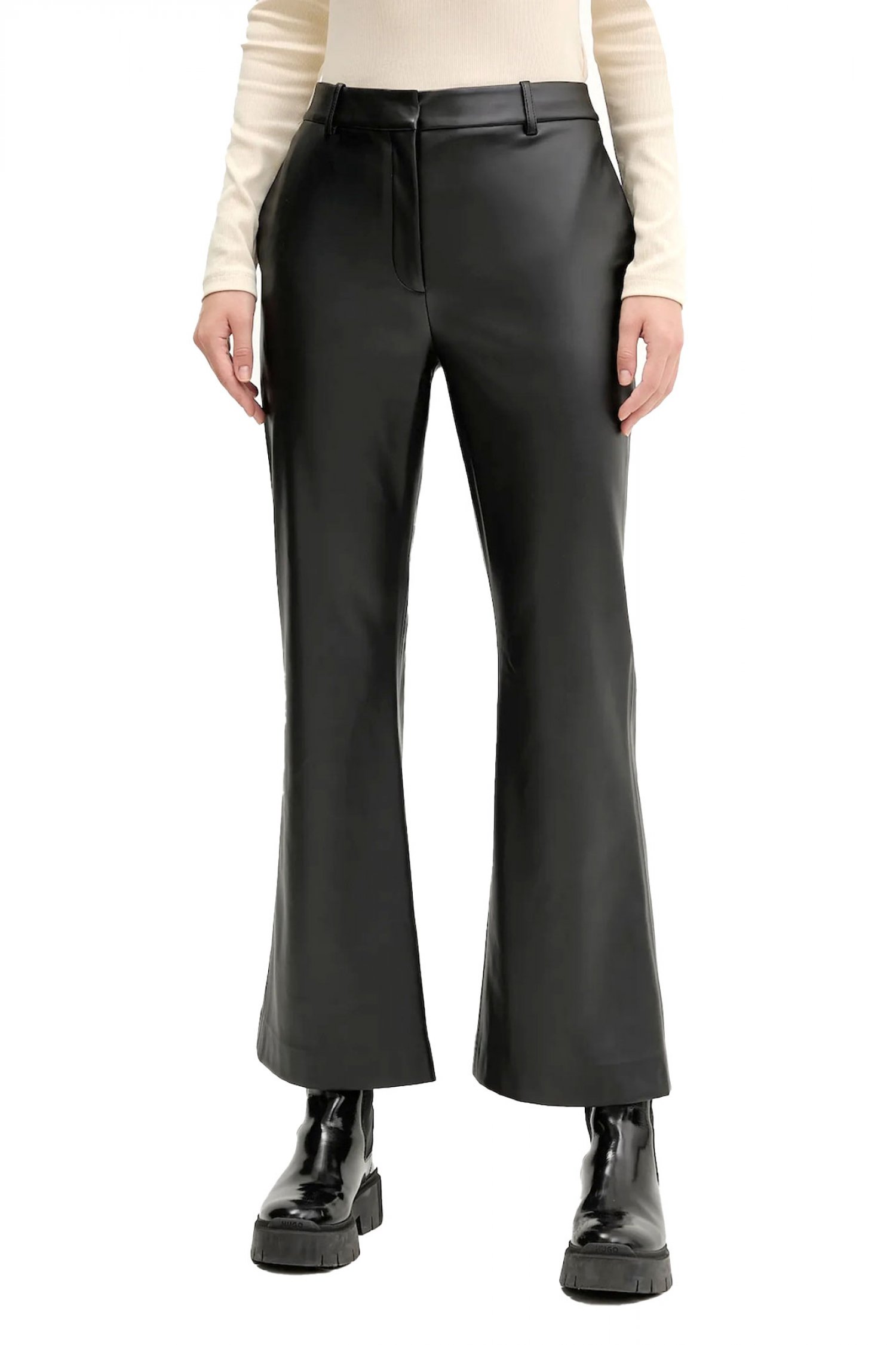 HUGO ΠΑΝΤΕΛΟΝΑ HAMUNELLE-1 FAUX LEATHER ΜΑΥΡΟ