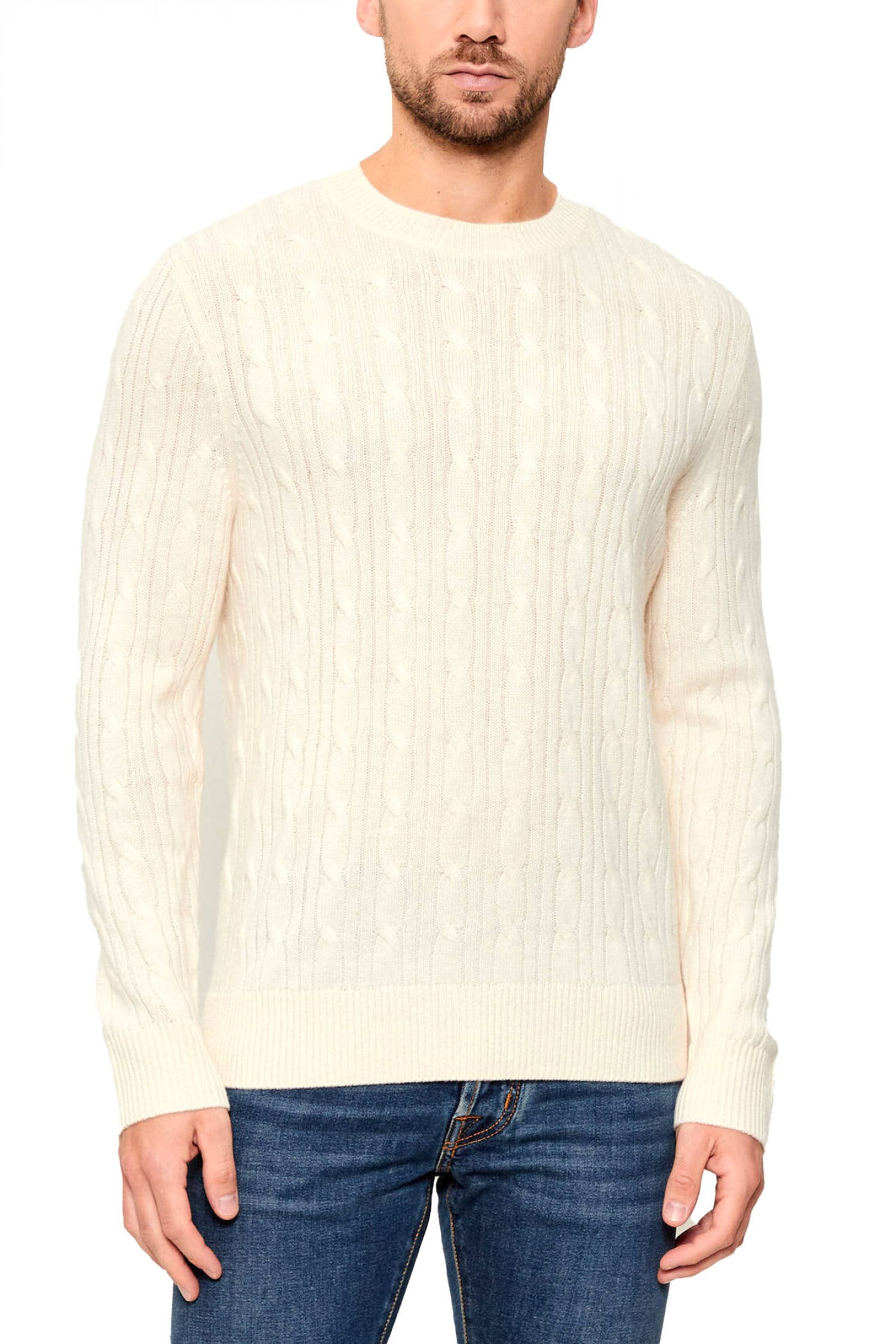 BOSS ΠΛΕΚΤΟ CREW NECK H-HETICO ΕΚΡΟΥ