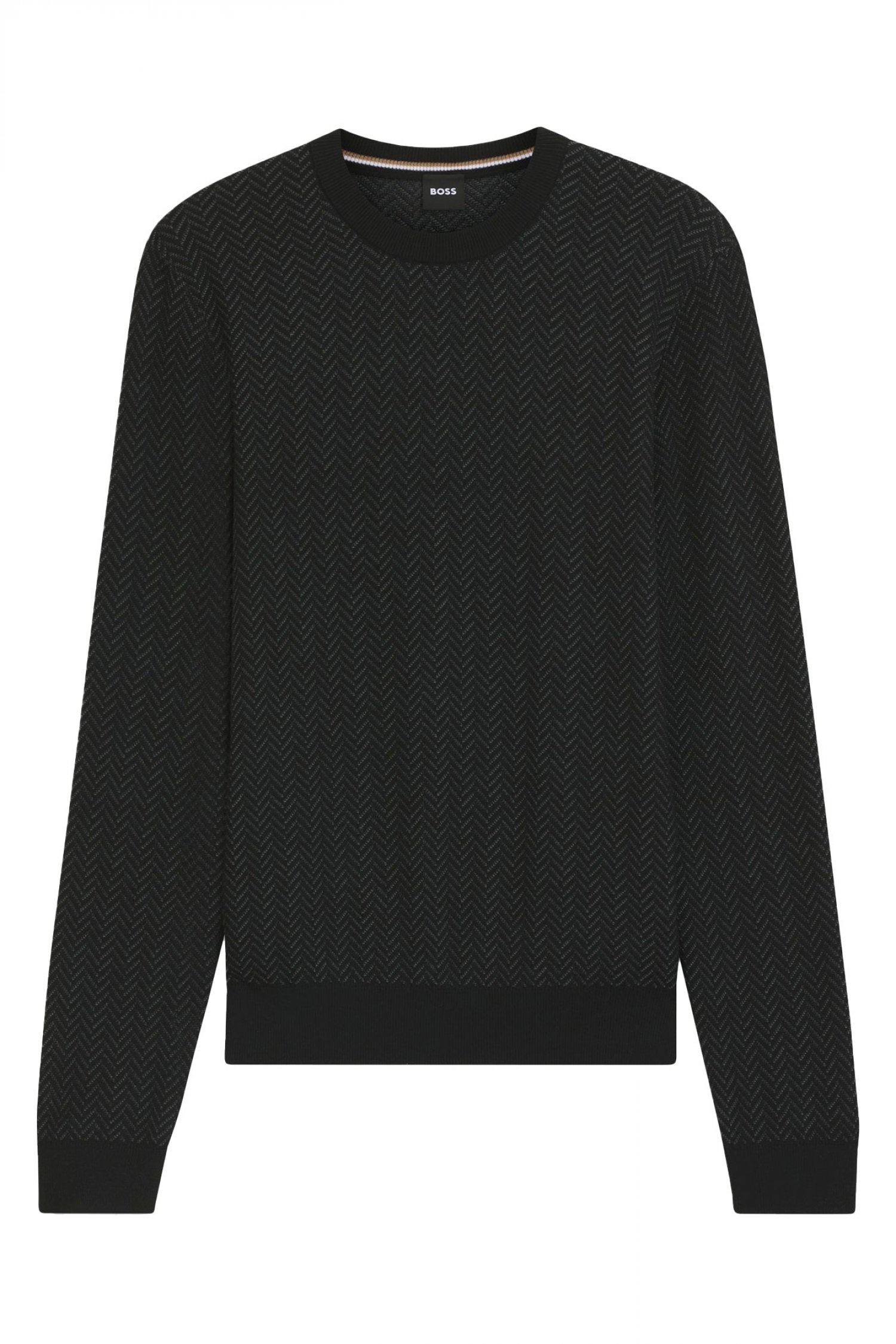 BOSS ΠΛΕΚΤΟ ROUNDNECK H-HABITO ΜΑΥΡΟ