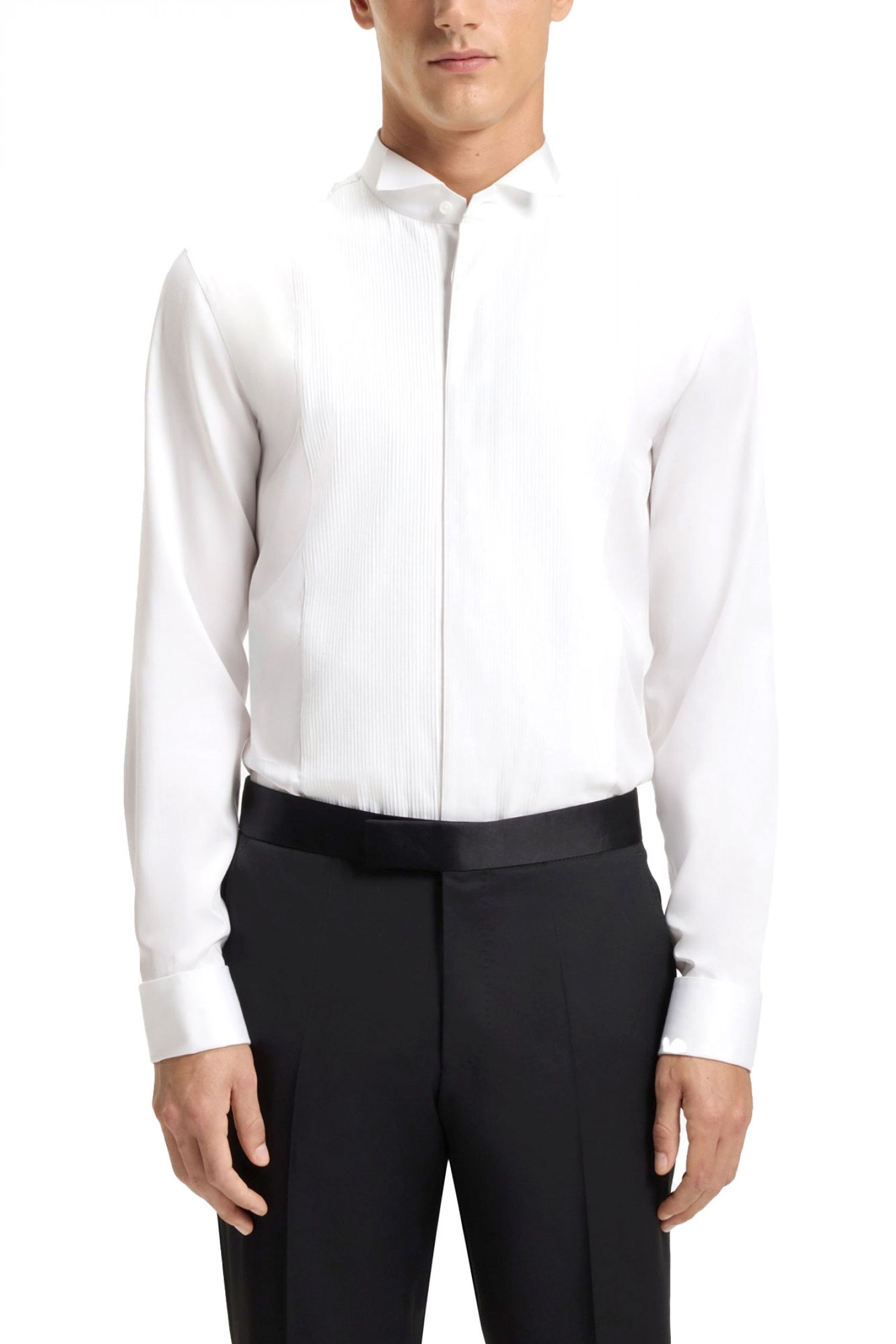 BOSS ΠΟΥΚΑΜΙΣΟ ΜΑΝΙΚΕΤΟΚΟΥΜΠΟ SLIM FIT H-HANK-W-TUX3-DC-254 ΛΕΥΚΟ