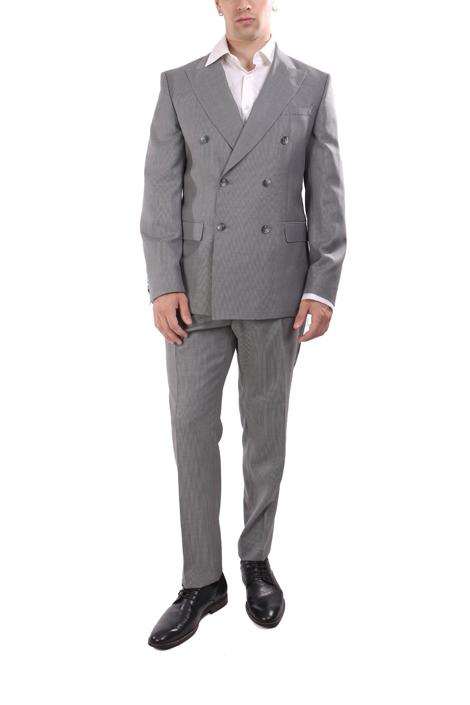 BOSS ΚΟΣΤΟΥΜΙ ΨΙΛΟΡΙΓΟ ΤΡΙΚΟΥΜΠΟ SUPER 100 H-HUGE-2PCS-DB-254 LANIFICIO TESSE BIELLA ΓΚΡΙ