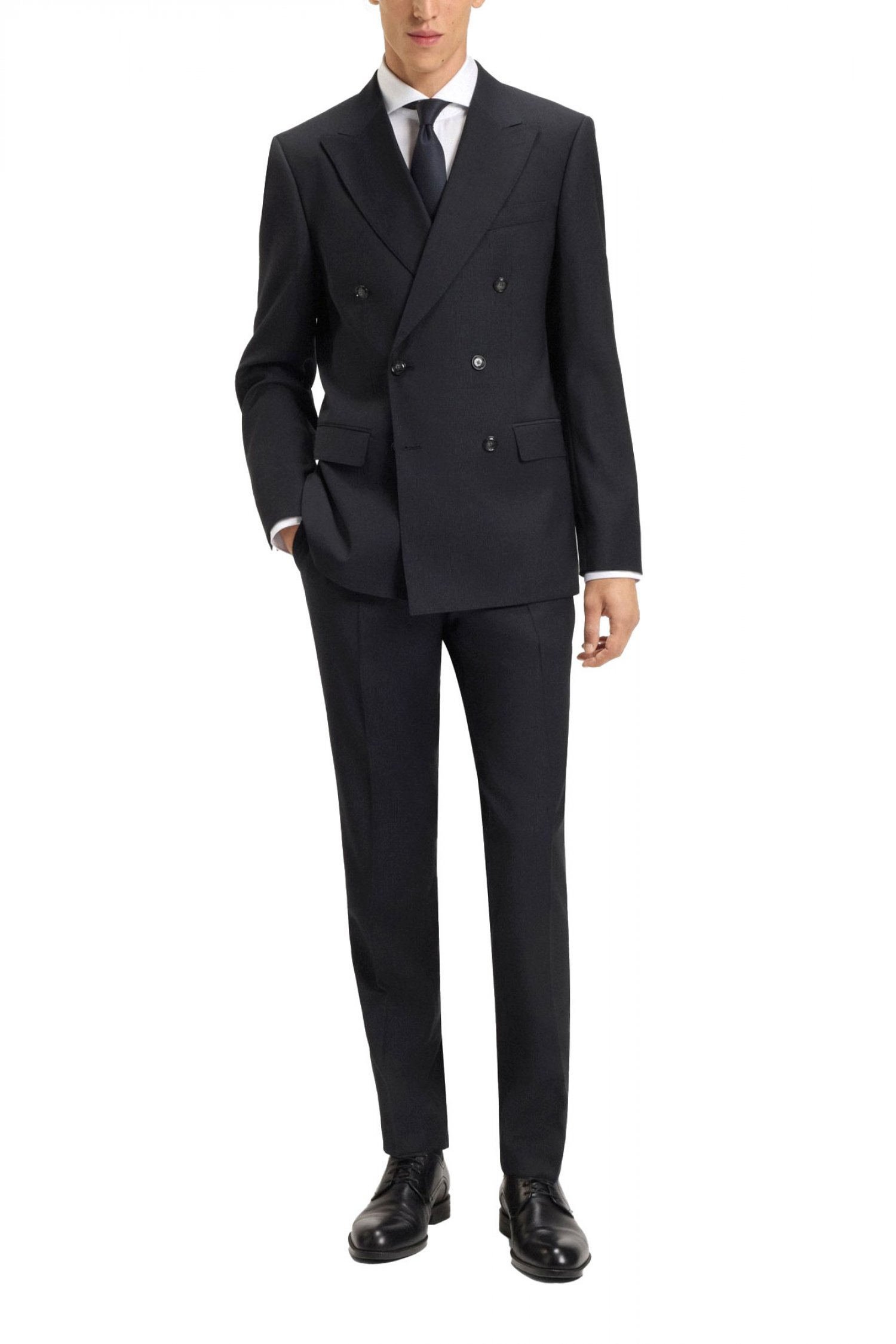 BOSS ΚΟΣΤΟΥΜΙ SUPER100 NATURAL STRETCH SLIM FIT LANIFICIO TESSE BIELLA H-HUGE-2PCS-DB-254 ΜΠΛΕ