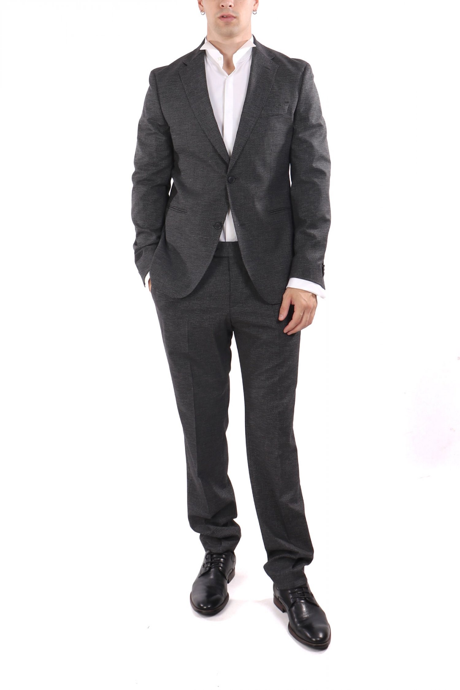 BOSS ΚΟΣΤΟΥΜΙ ΜΙΚΡΟΣΧΕΔΙΟ ΔΙΚΟΥΜΠΟ C-HUGE-2PCS-DB-252 LANIFICIO TESSE BIELLA ΓΚΡΙ