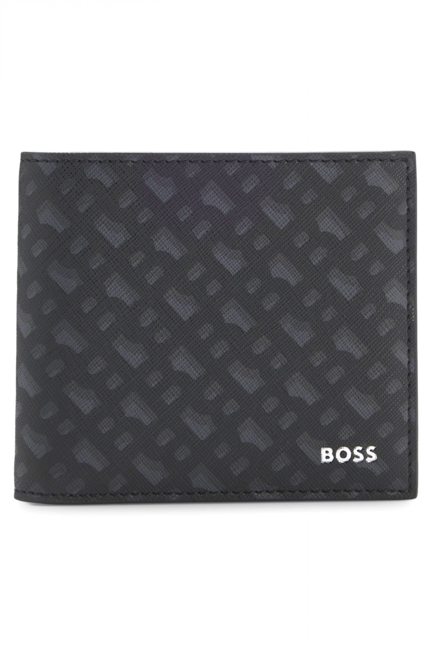 BOSS ΠΟΡΤΟΦΟΛΙ ZAIR MN 8CC ALL OVER LOGO ΜΑΥΡΟ-ΓΚΡΙ