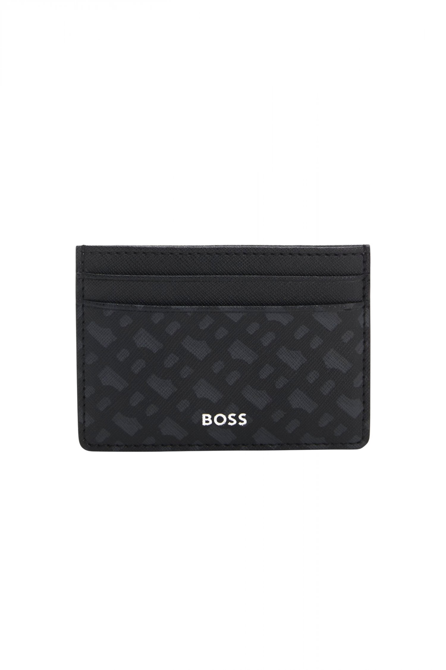 BOSS ΘΗΚΗ ΚΑΡΤΩΝ ZAIR_MN_S CARD ALL OVER LOGO ΜΑΥΡΟ-ΓΚΡΙ