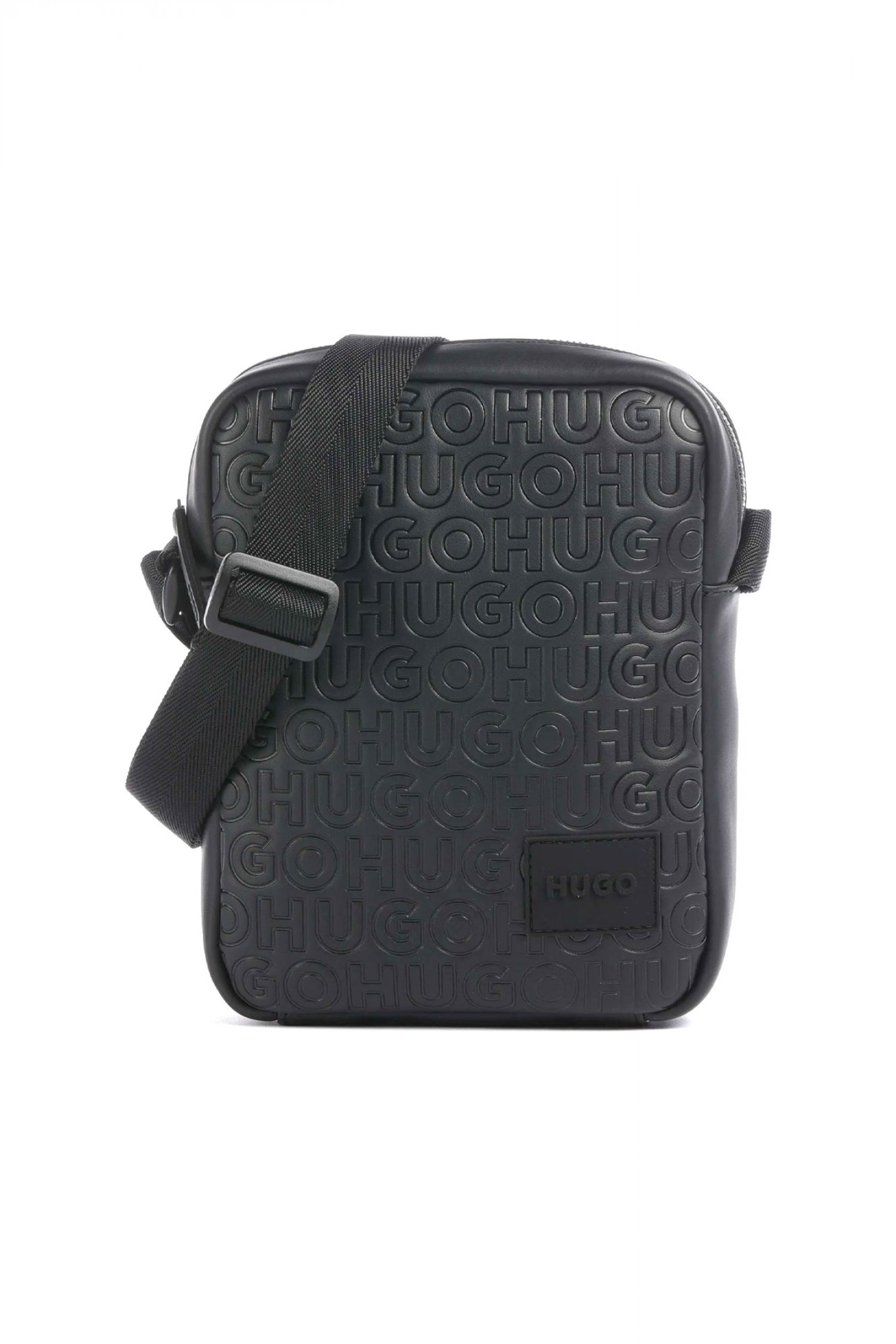 HUGO ΤΣΑΝΤΑΚΙ CROSSBODY ETHON2.0HI_MN_NS ZIP ALL OVER LOGO ΜΑΥΡΟ