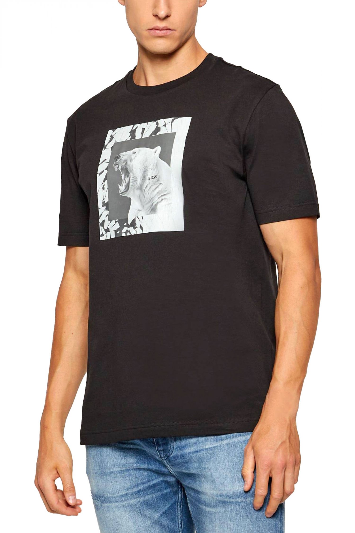 BOSS CASUAL T-SHIRT TE_LUPO ΜΑΥΡΟ