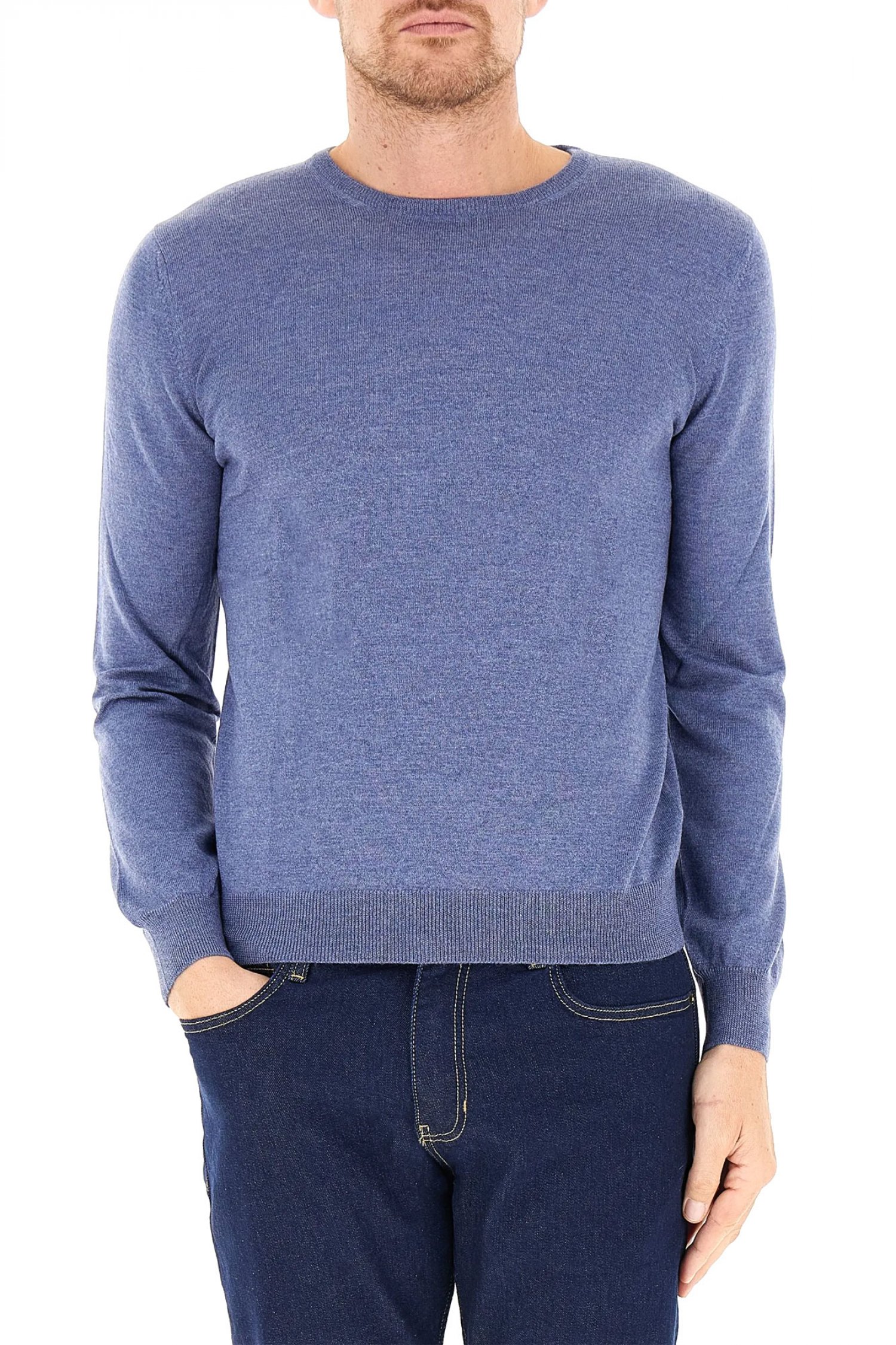 GRAN SASSO ΠΛΕΚΤΟ CREW NECK ΡΑΦ ΜΠΛΕ