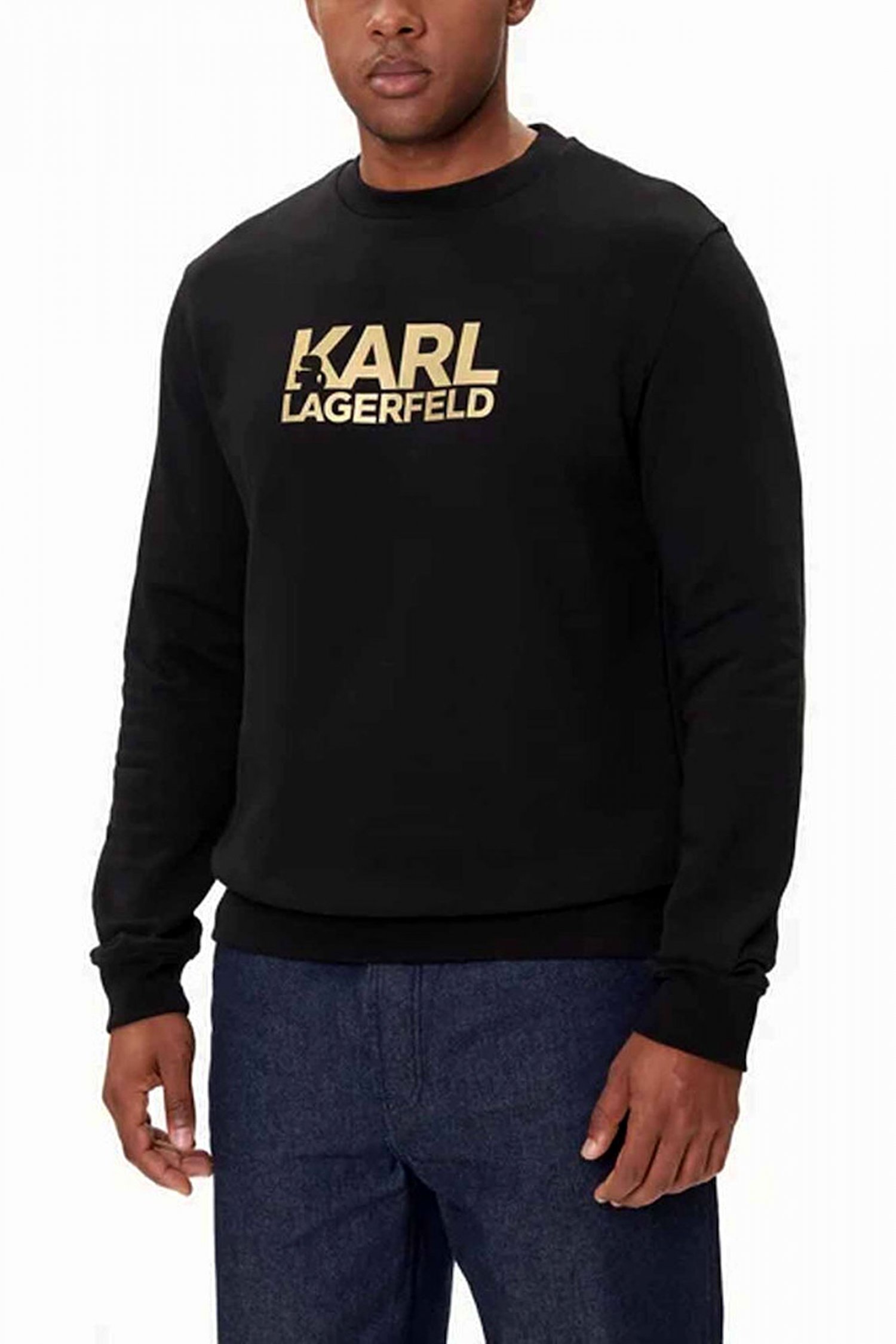 KARL LAGERFELD ΦΟΥΤΕΡ CREW NECK LOGO GOLD ΜΑΥΡΟ