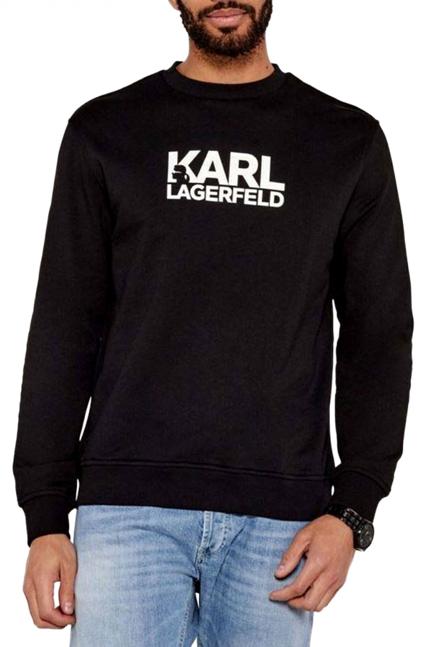 KARL LAGERFELD ΦΟΥΤΕΡ CREW NECK LOGO ΜΑΥΡΟ