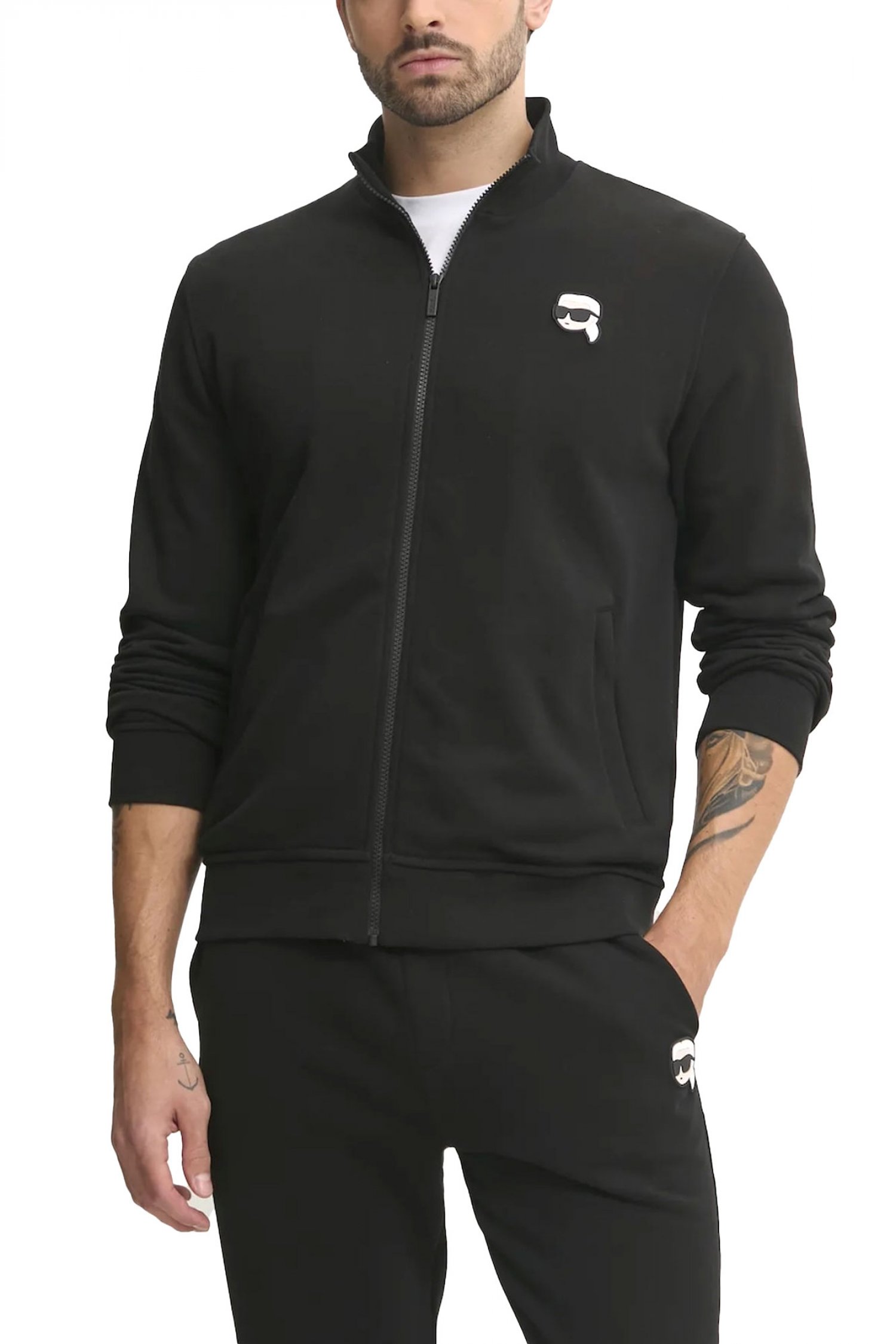 KARL LAGERFELD ΦΟΥΤΕΡ FULLZIP LOGO ΜΑΥΡΟ