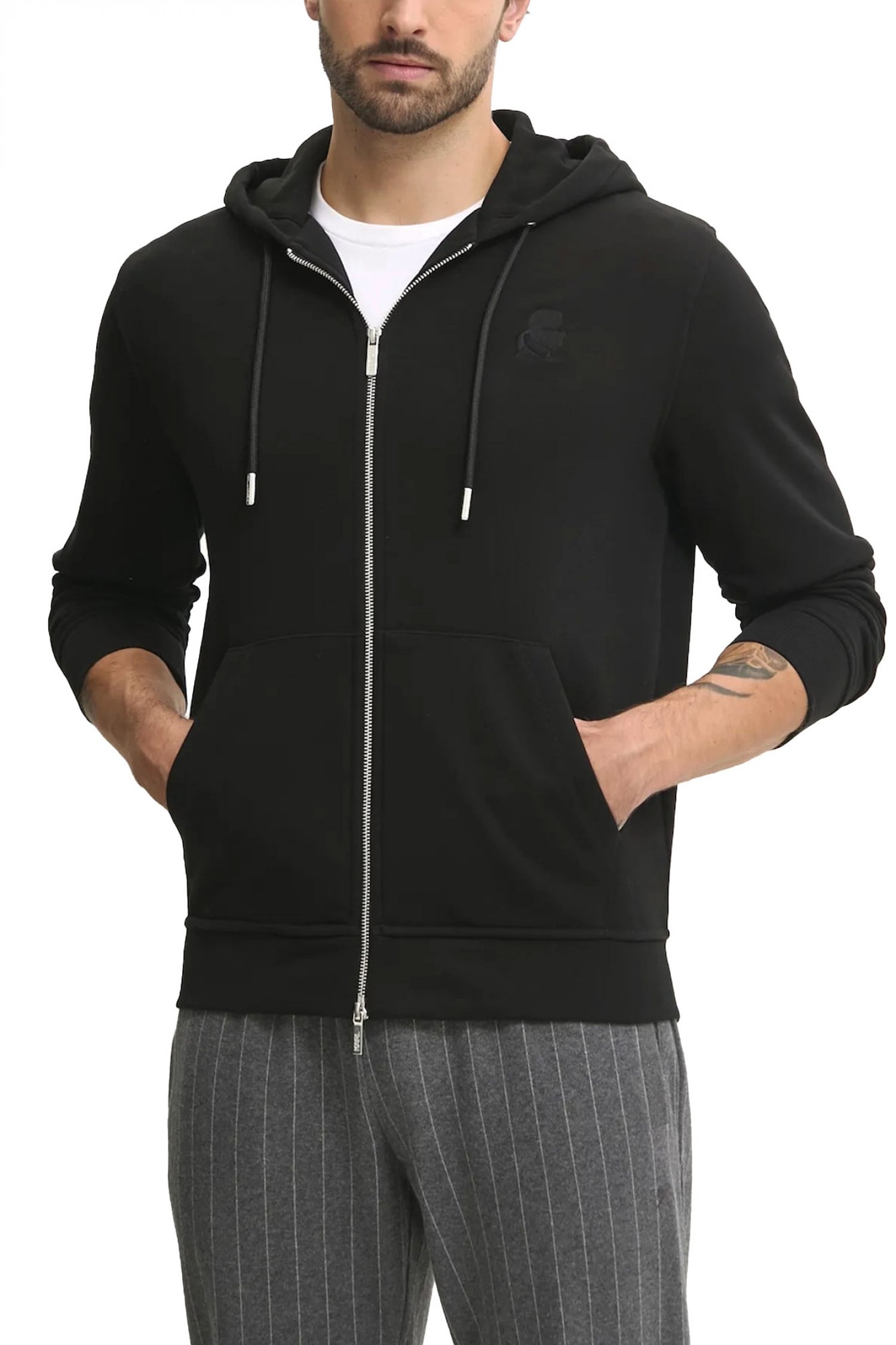 KARL LAGERFELD ΦΟΥΤΕΡ ZIPHOOD LOGO ΜΑΥΡΟ