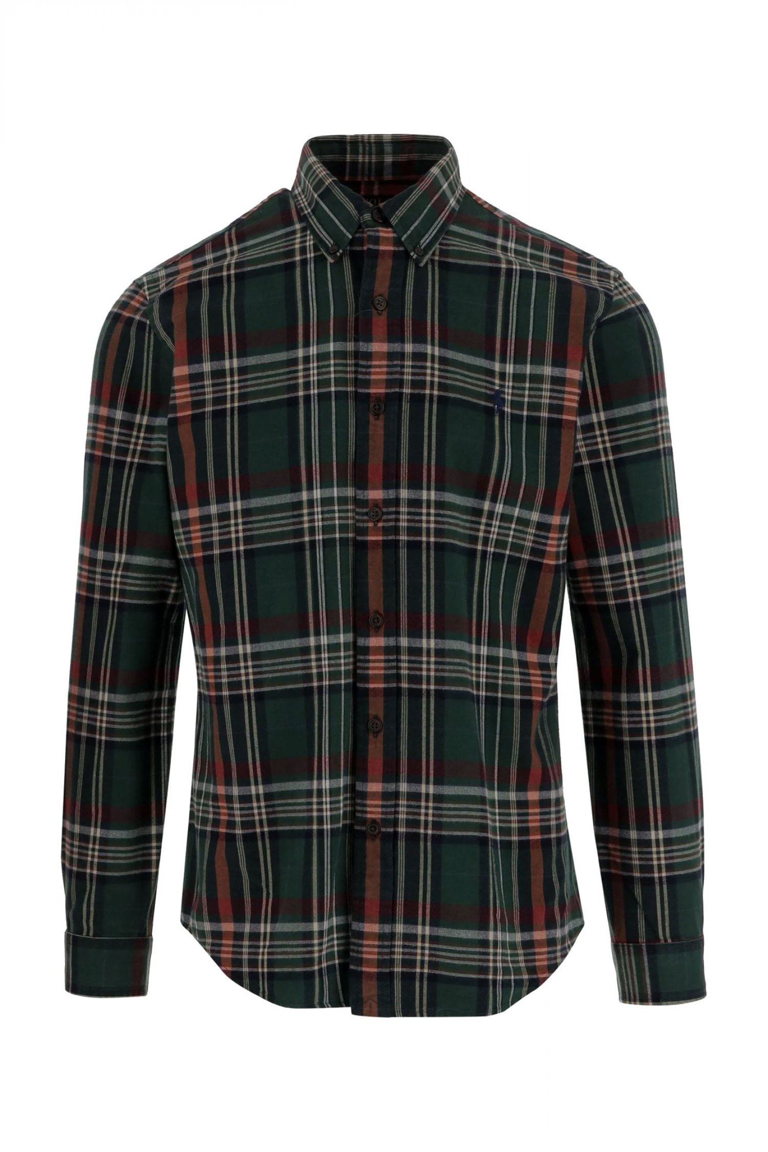 RALPH LAUREN ΠΟΥΚΑΜΙΣΟ BUTTON DOWN ΚΑΡΩ CUSTOM FIT MULTI ΠΡΑΣΙΝΟ