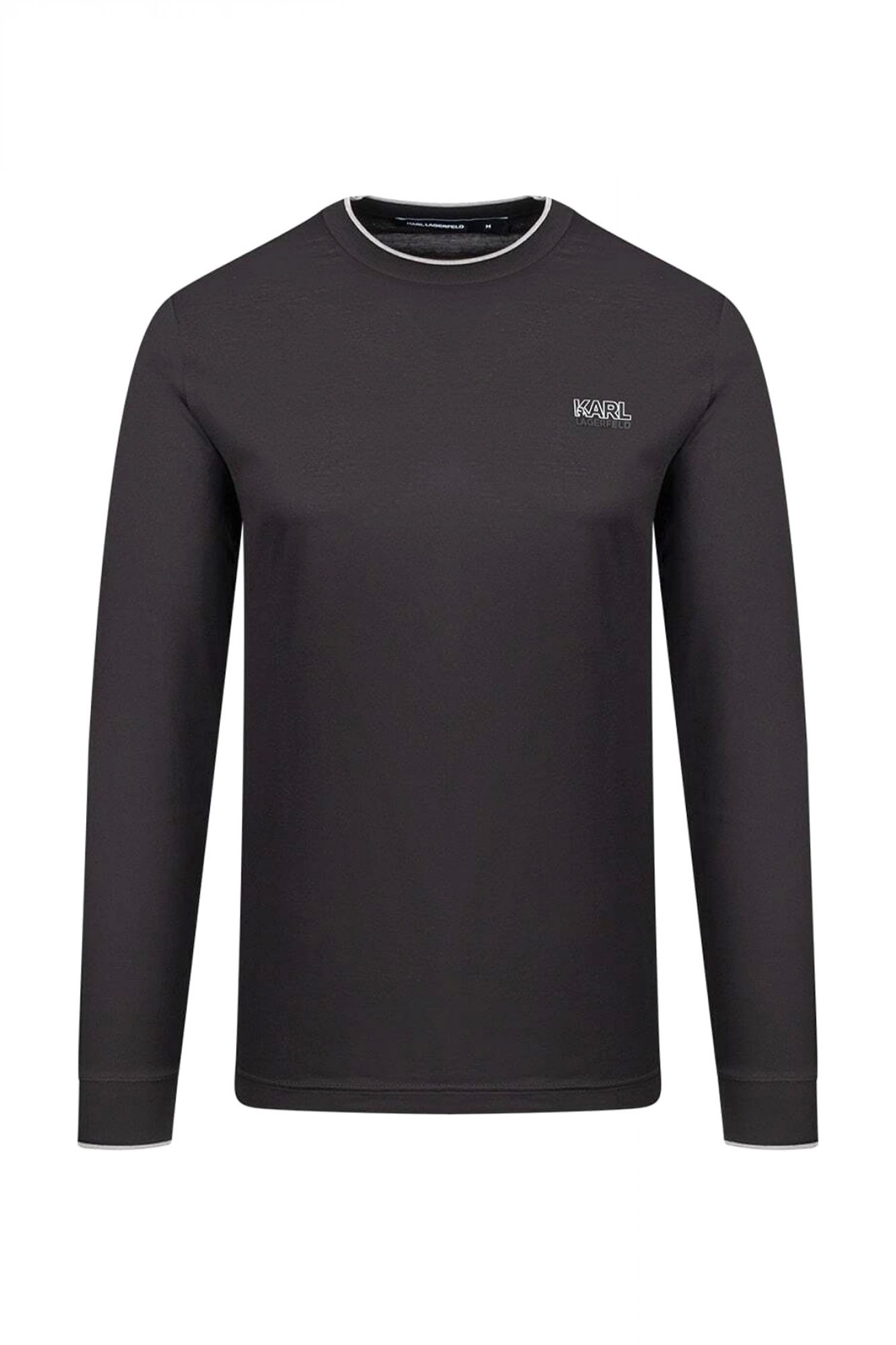 KARL LAGERFELD T-SHIRT CREW NECK LOGO ΜΑΥΡΟ