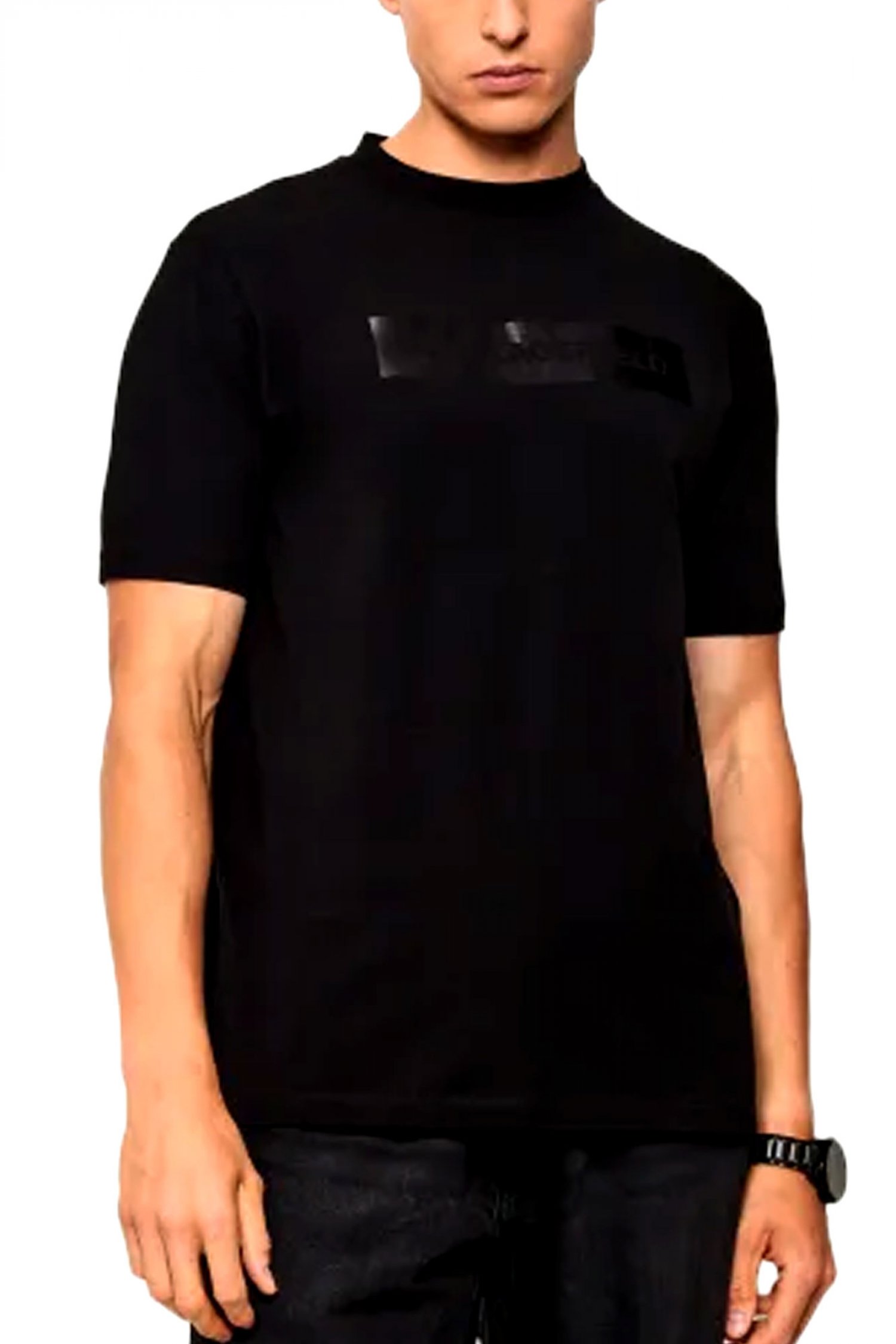 KARL LAGERFELD T-SHIRT CREW NECK LOGO ΜΑΥΡΟ