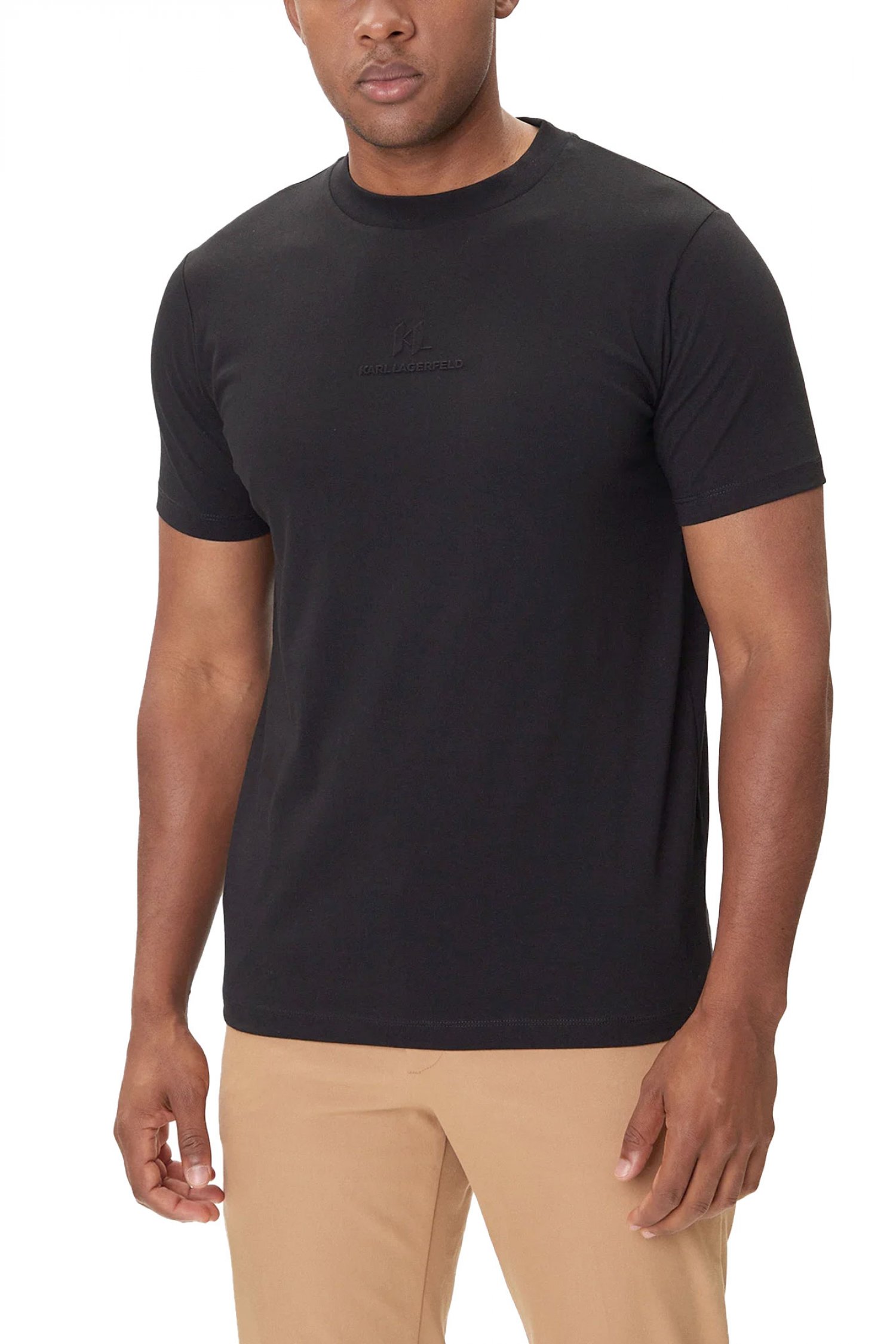 KARL LAGERFELD T-SHIRT CREW NECK LOGO ΜΑΥΡΟ