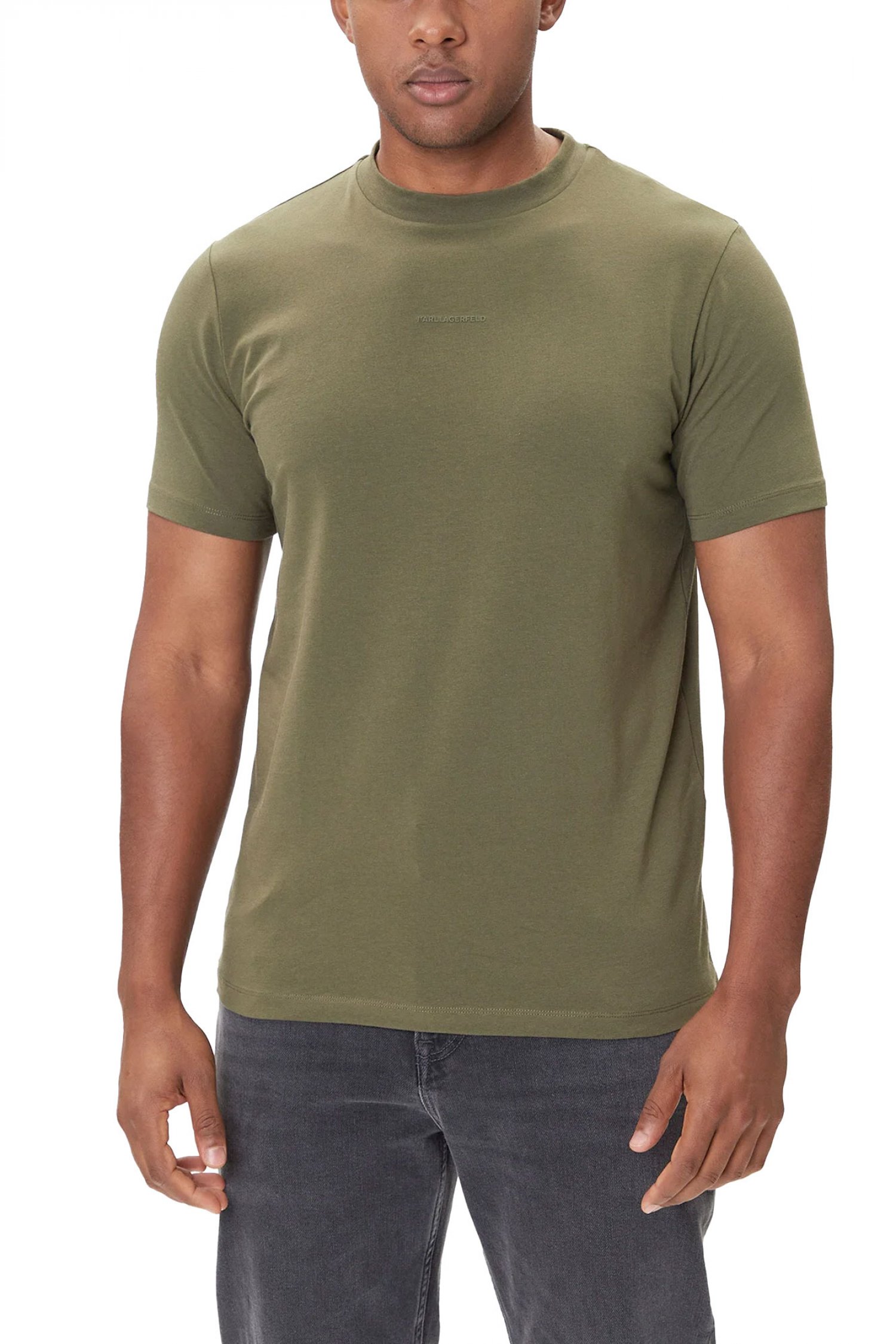 KARL LAGERFELD T-SHIRT CREW NECK LOGO ΧΑΚΙ