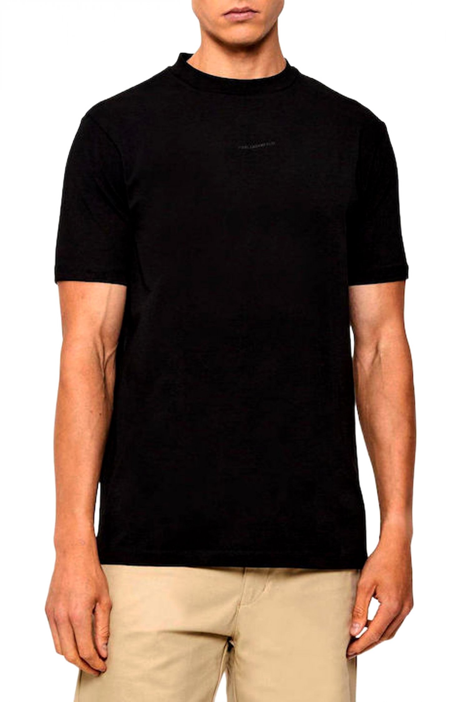 KARL LAGERFELD T-SHIRT CREW NECK LOGO ΜΑΥΡΟ