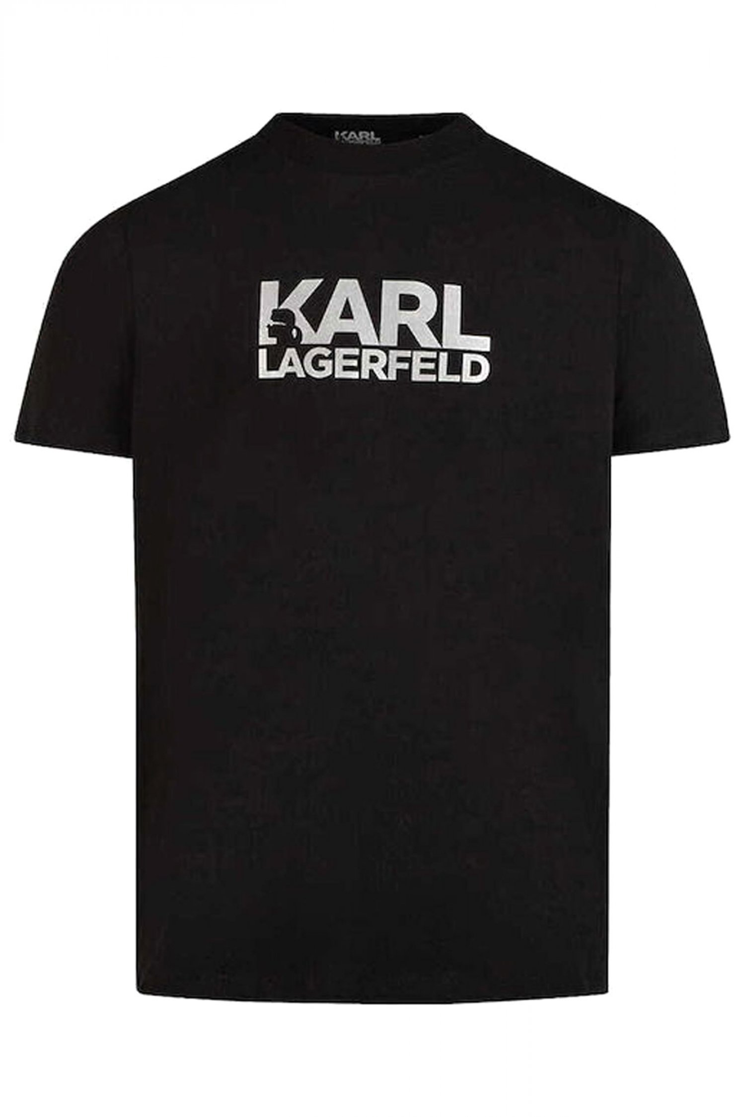 KARL LAGERFELD T-SHIRT CREW NECK SILVER LOGO ΜΑΥΡΟ