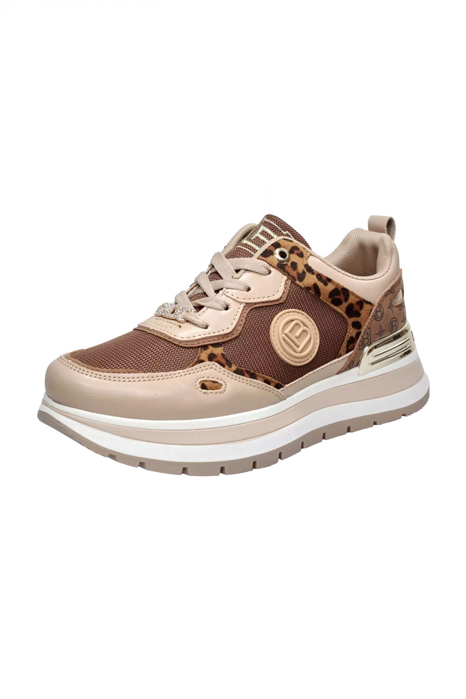 LAURA BIAGIOTTI ΠΑΠΟΥΤΣΙΑ SNEAKERS ΛΕΟΠΑΡΝΤ ΛΕΠΤΟΜΕΡΕΙΕΣ LOGO ΜΠΕΖ/KAMEΛ