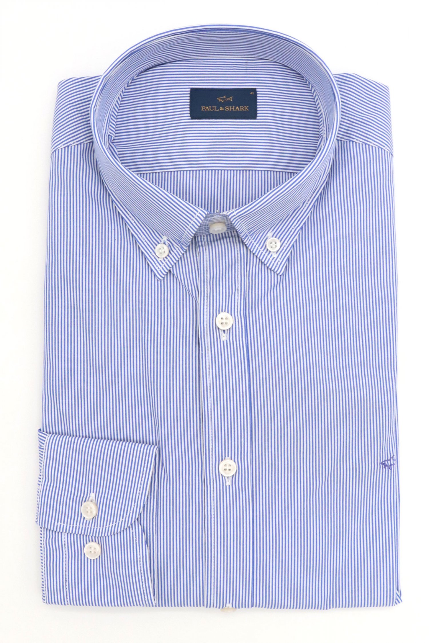 PAUL&SHARK ΠΟΥΚΑΜΙΣΟ BUTTON DOWN ΡΙΓΕ ΜΠΛΕ-ΛΕΥΚΟ