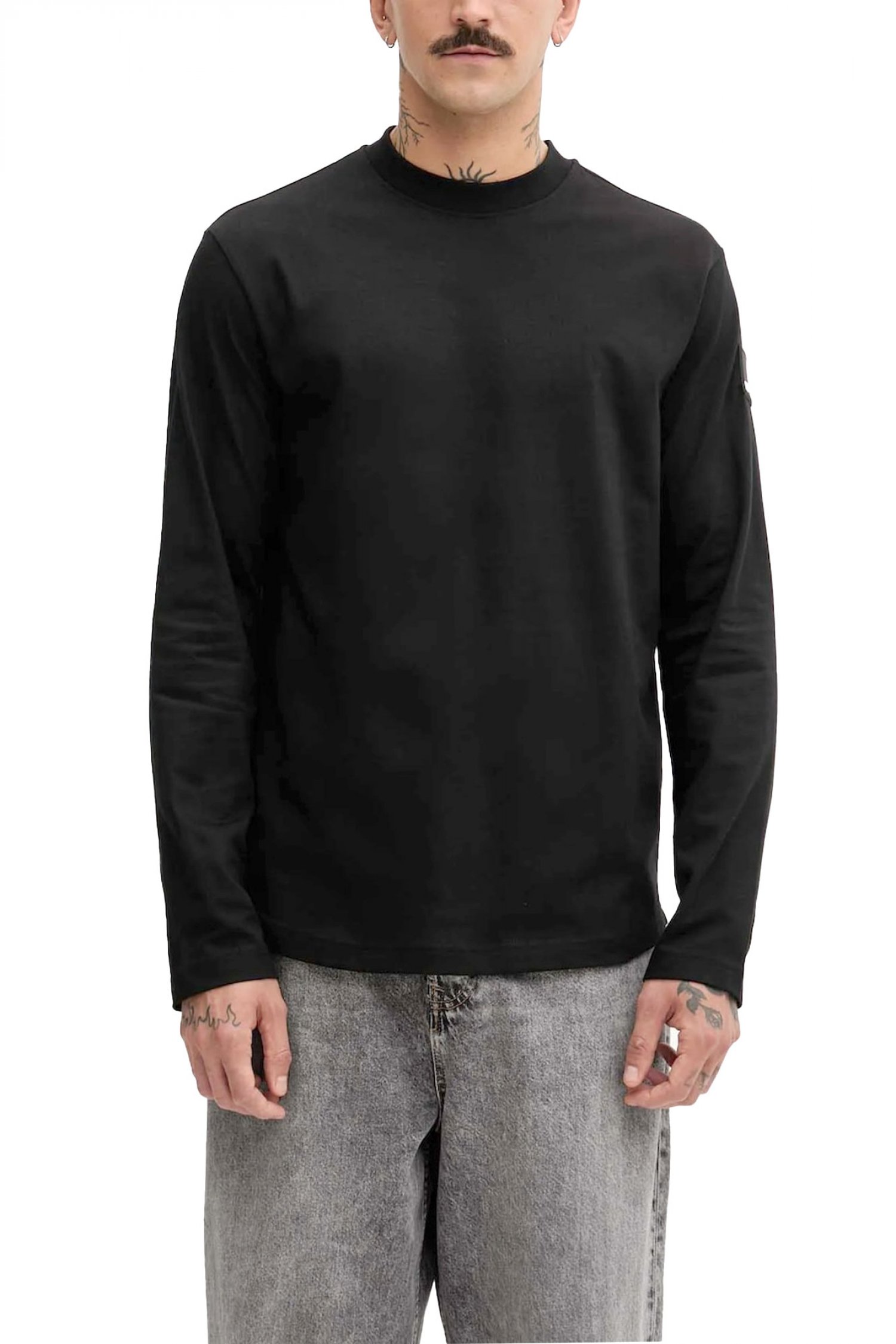 KARL LAGERFELD JEANS T-SHIRT CURVED HEM REGULAR FIT LS ΜΑΥΡΟ